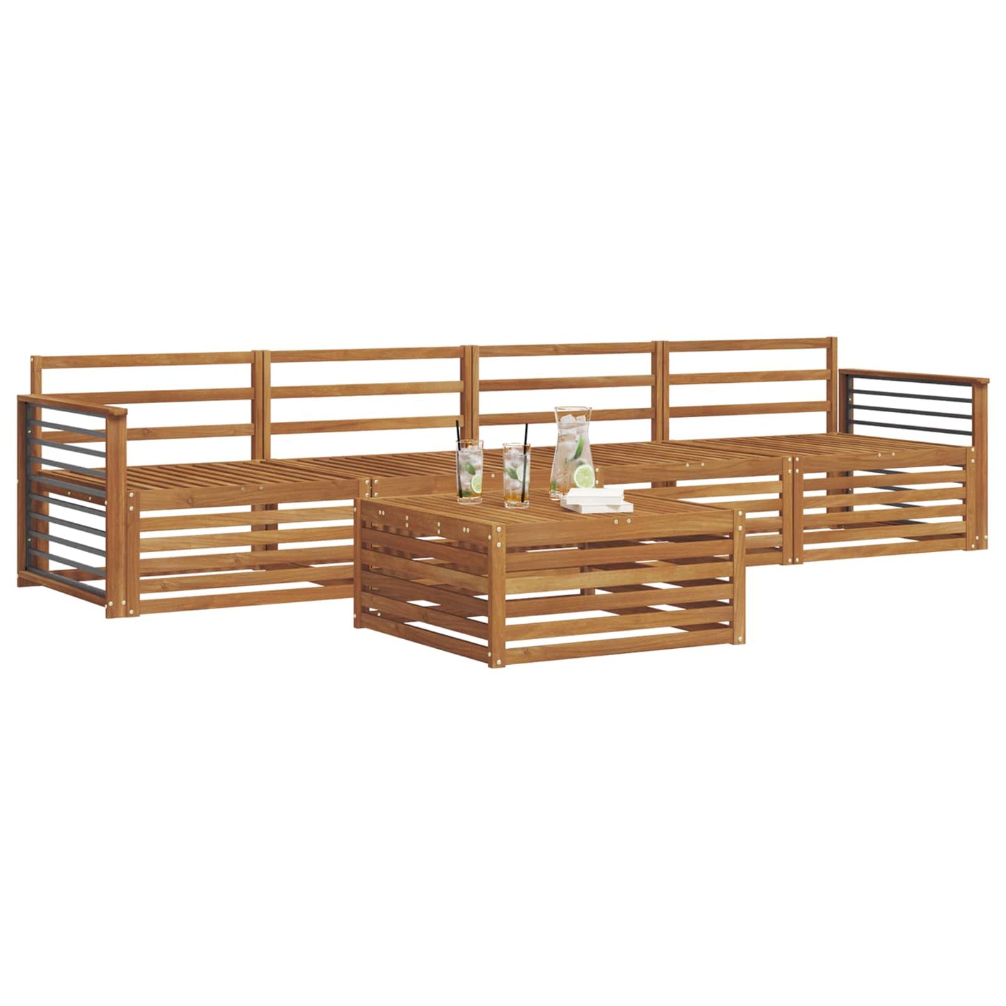 Utendørs sofa-sett 5 pcs Naturlig vidaXL