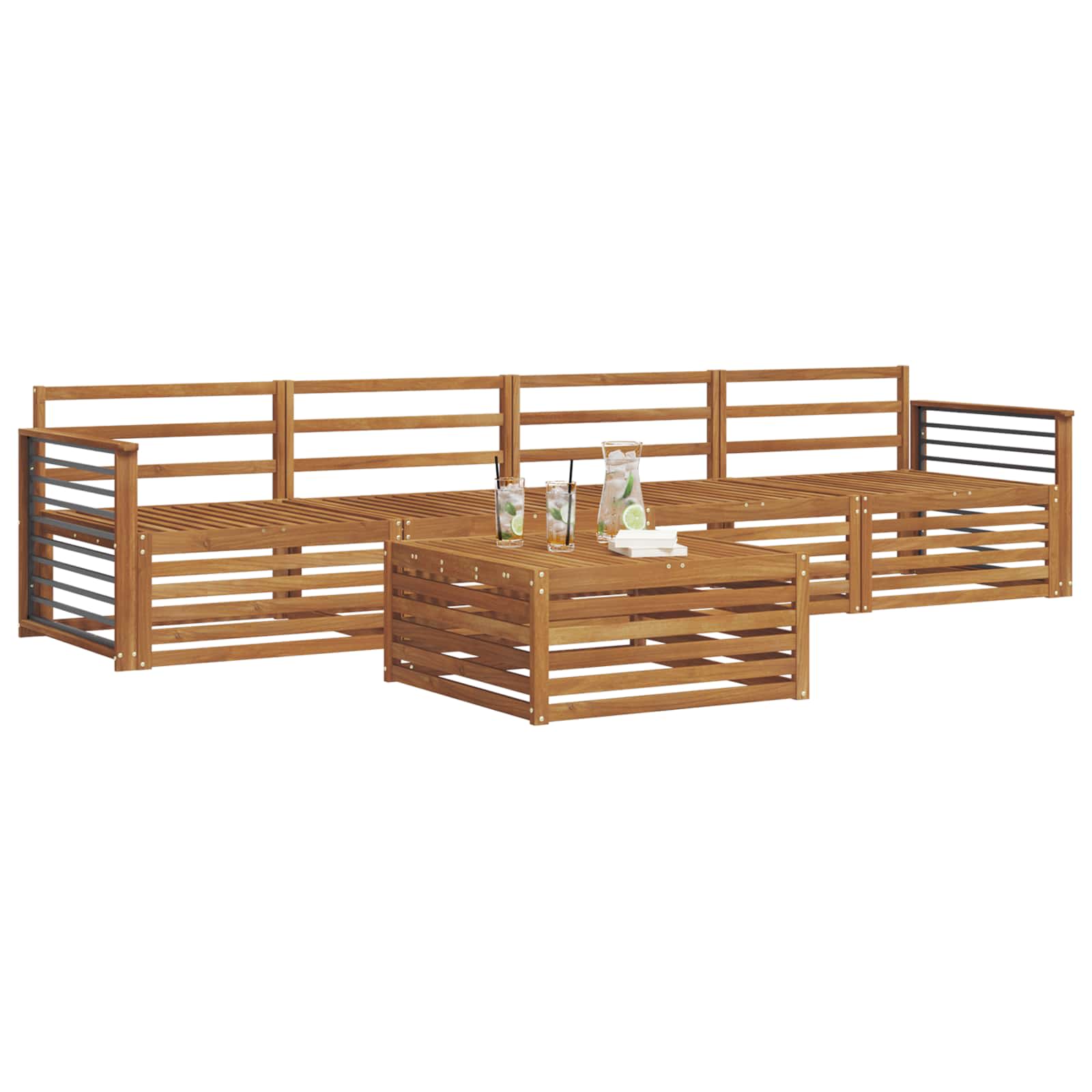 Utendørs sofa-sett 5 pcs Naturlig vidaXL