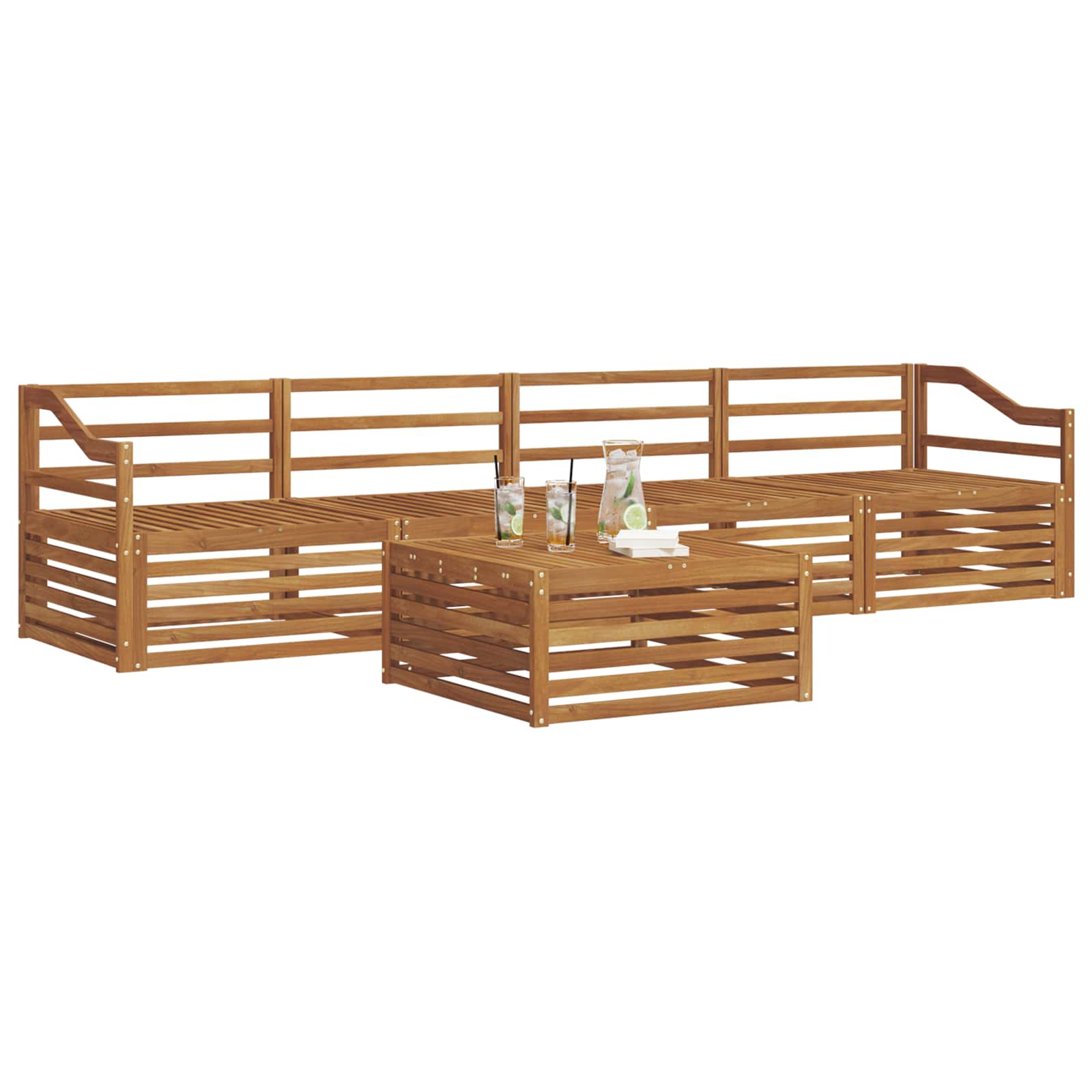 Utendørs sofa-sett 5 pcs Naturlig vidaXL