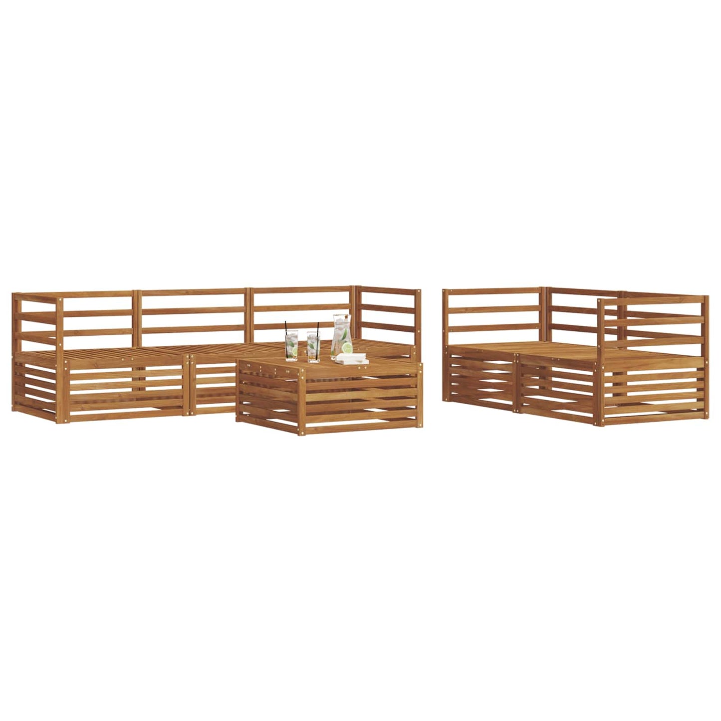 Utendørs sofa-sett 6 pcs Naturlig vidaXL