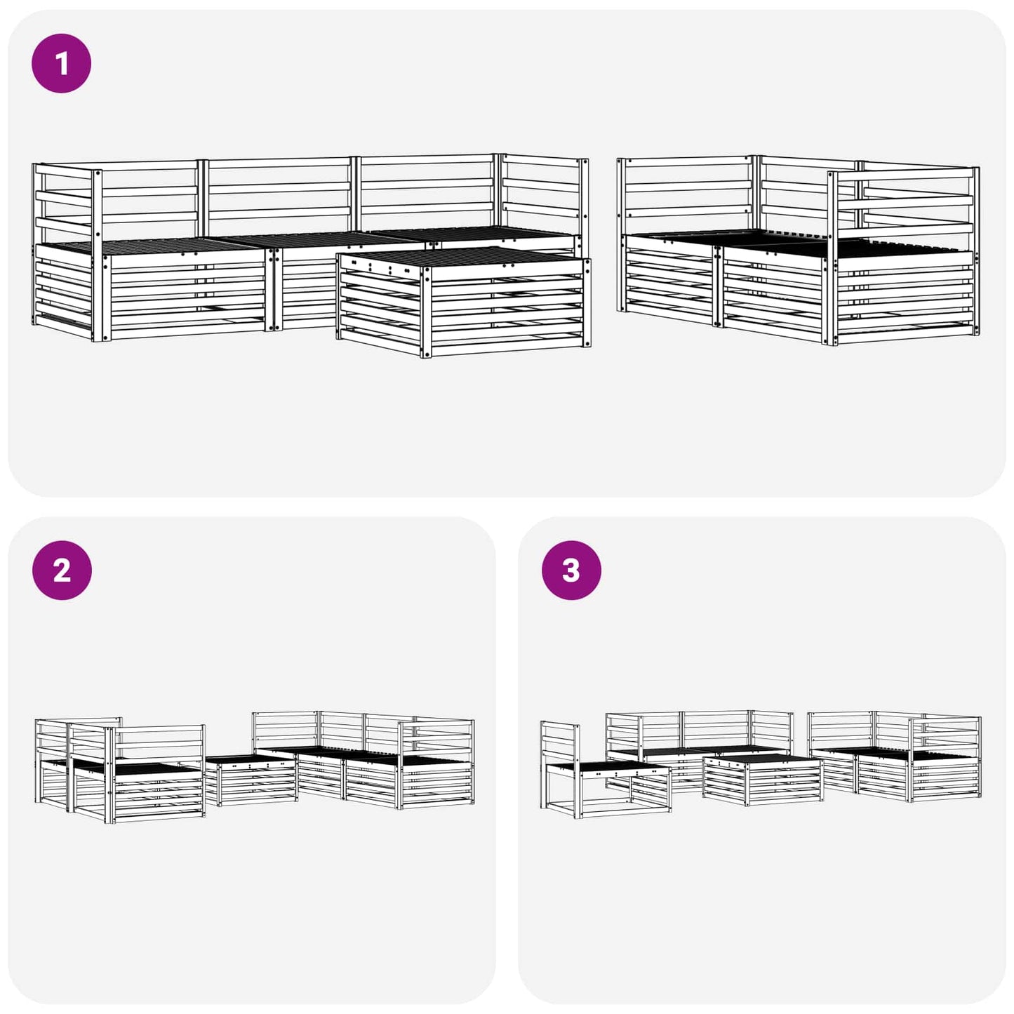 Utendørs sofa-sett 6 pcs Naturlig vidaXL