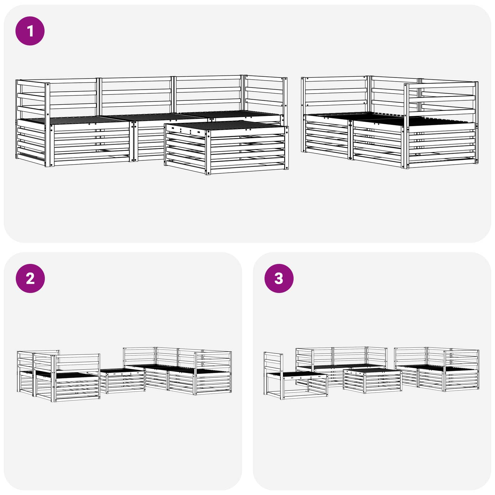 Utendørs sofa-sett 6 pcs Naturlig vidaXL