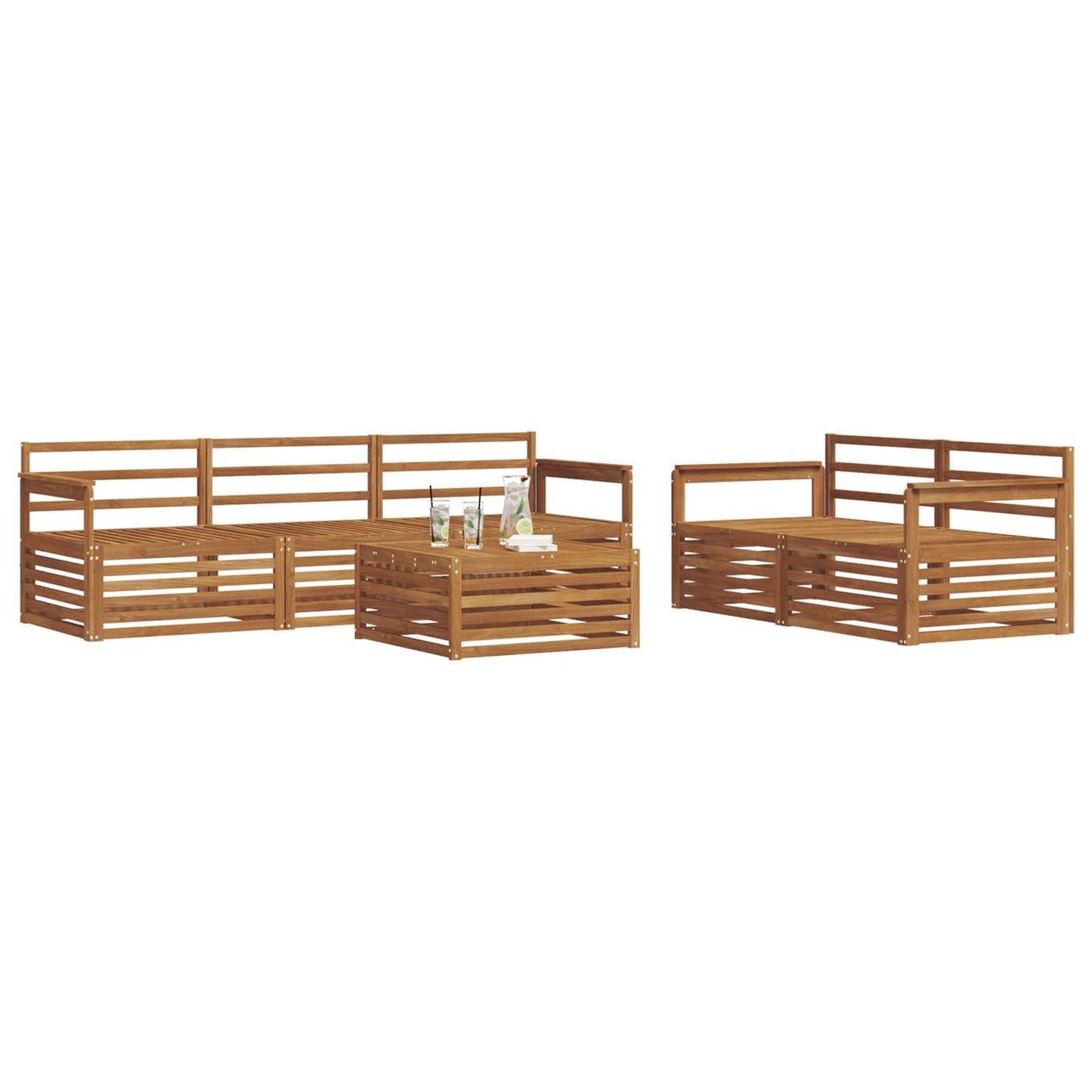 Utendørs sofa-sett 6 pcs Naturlig vidaXL