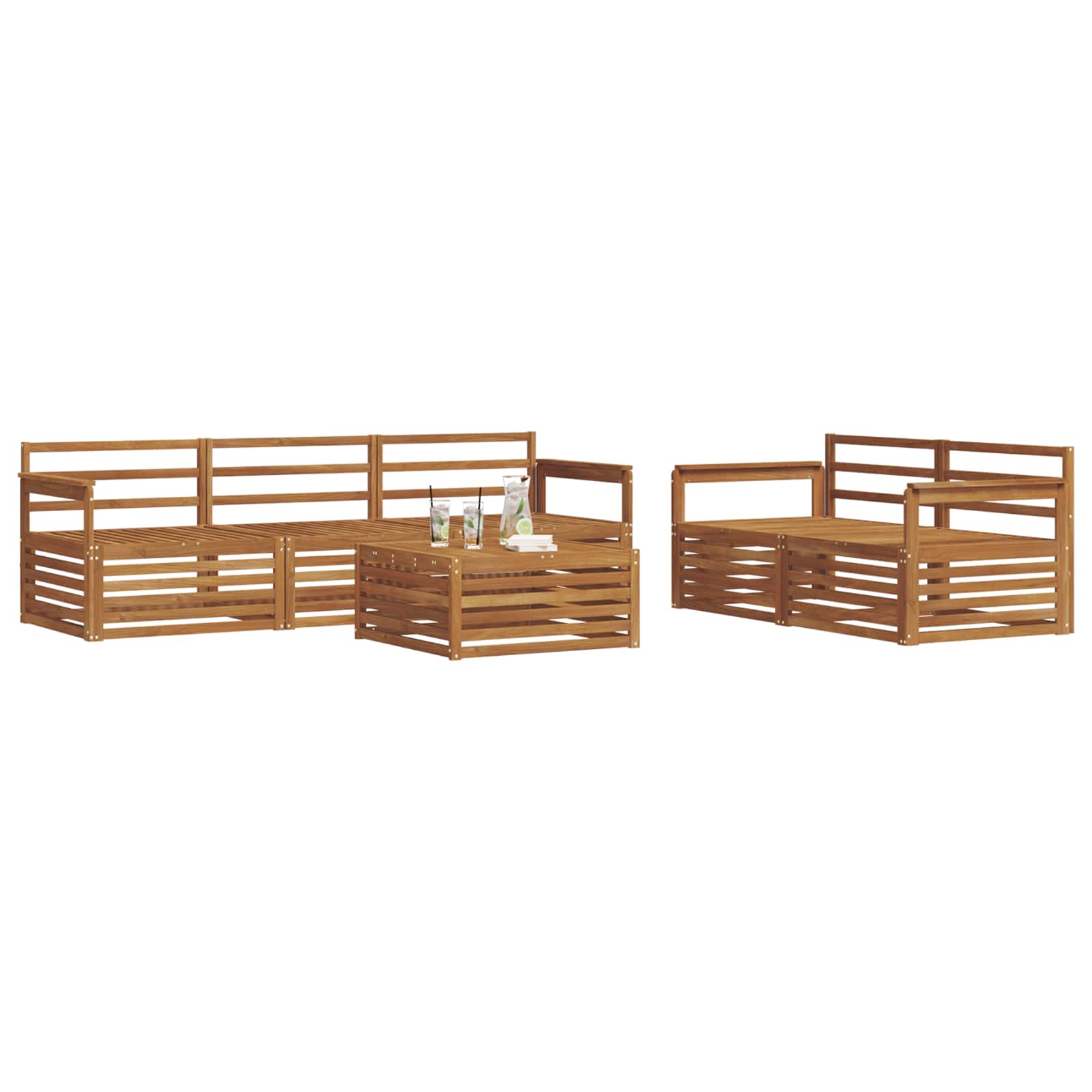Utendørs sofa-sett 6 pcs Naturlig vidaXL