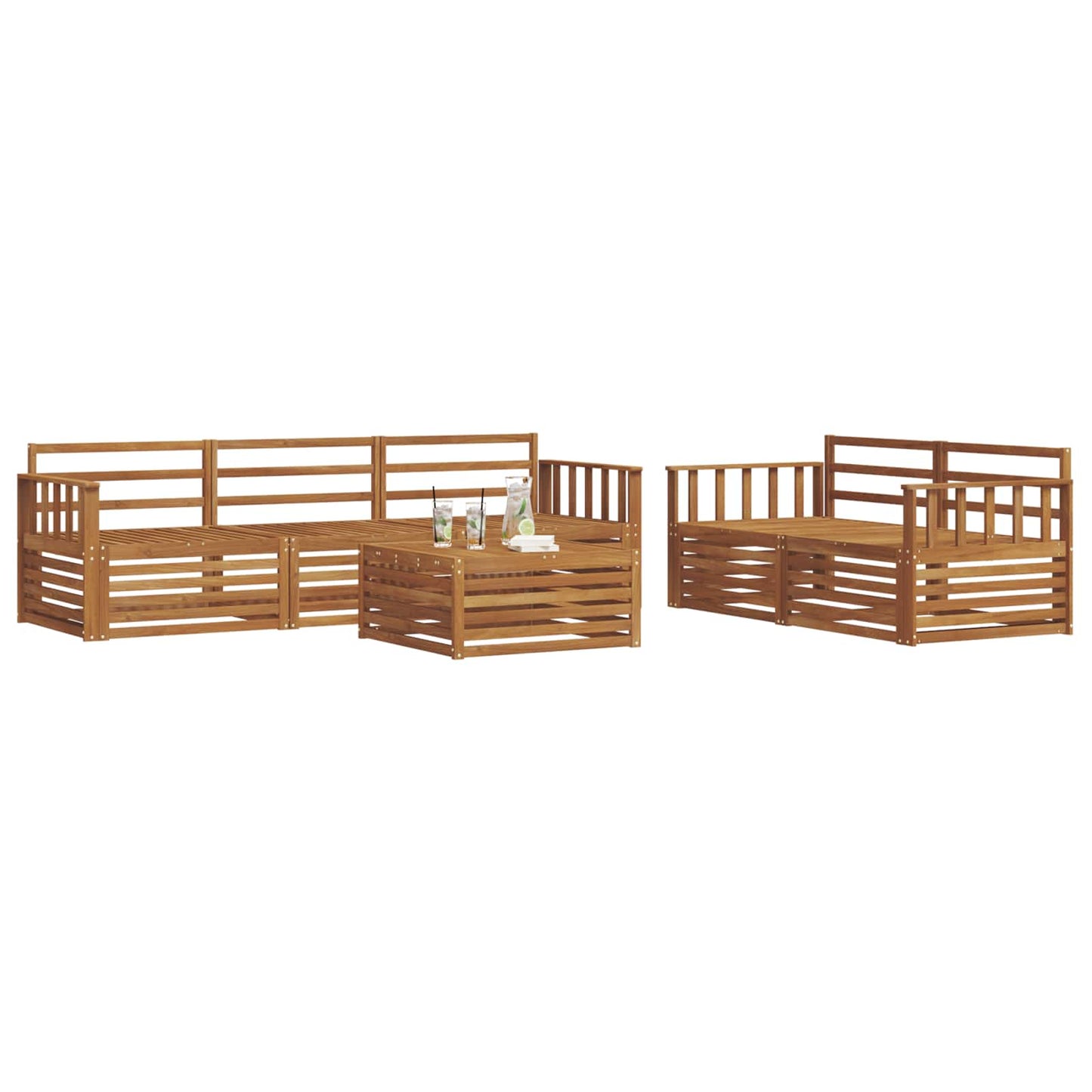 Utendørs sofa-sett 6 pcs Naturlig vidaXL
