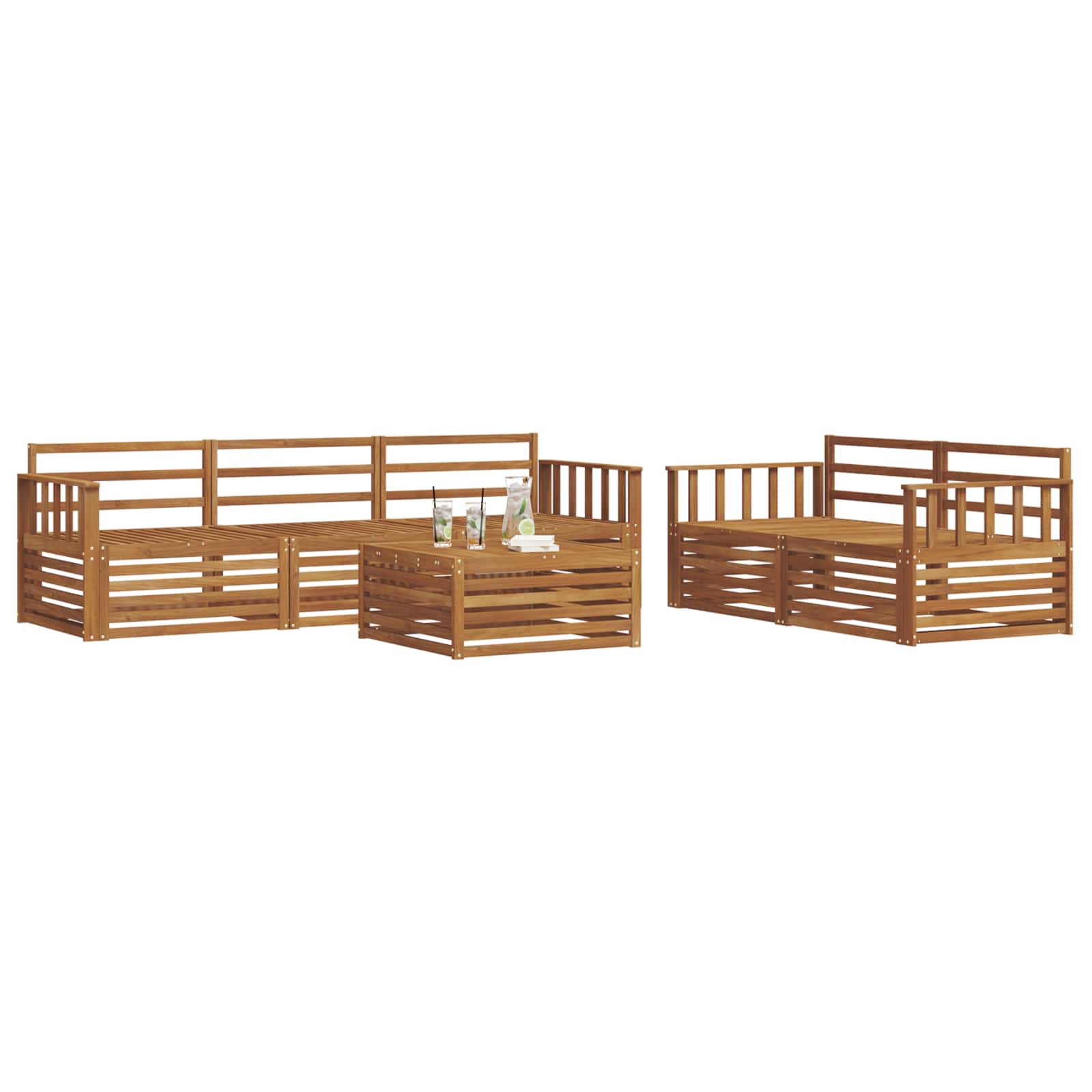 Utendørs sofa-sett 6 pcs Naturlig vidaXL