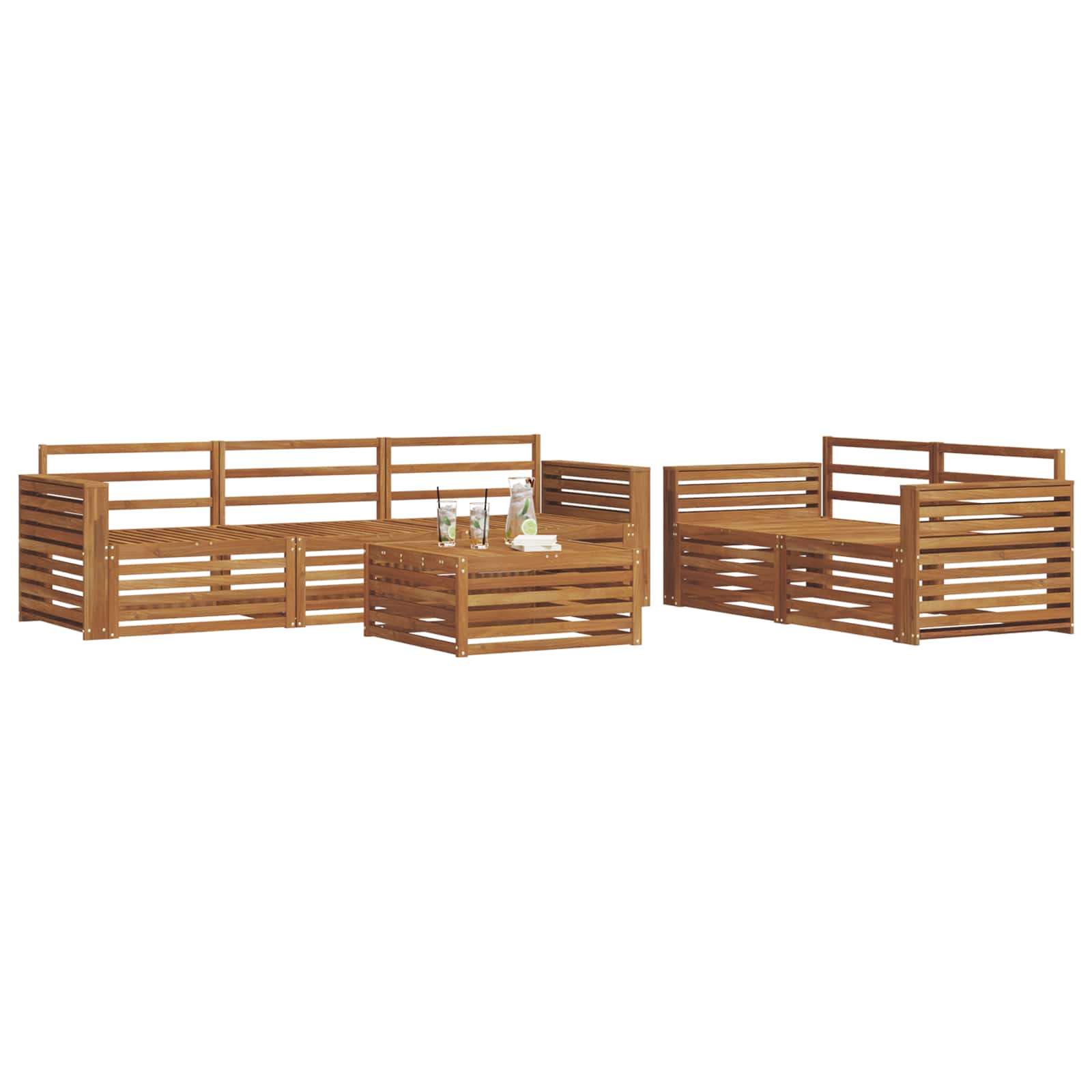 Utendørs sofa-sett 6 pcs Naturlig vidaXL