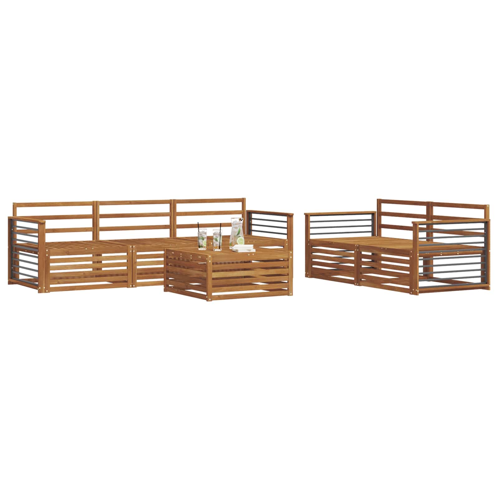 Utendørs sofa-sett 6 pcs Naturlig vidaXL