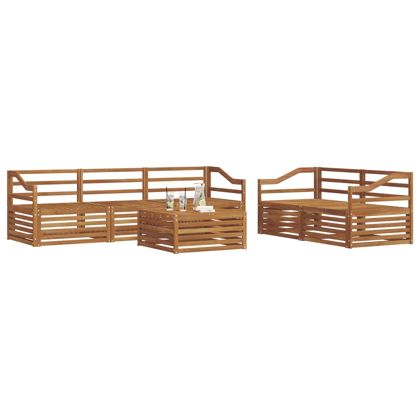 Utendørs sofa-sett 6 pcs Naturlig vidaXL