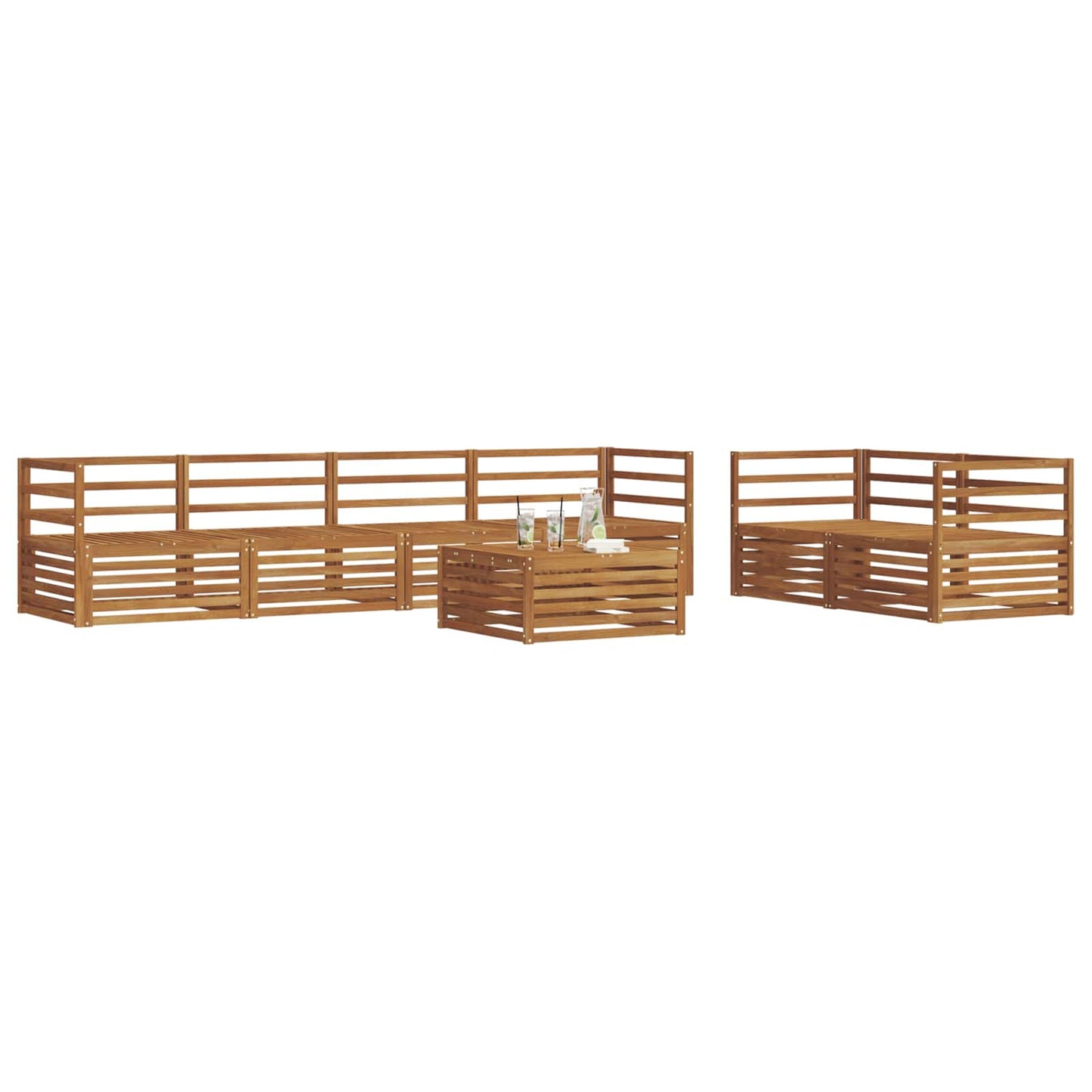 Utendørs sofa-sett 7 pcs Naturlig Solid akasietre
