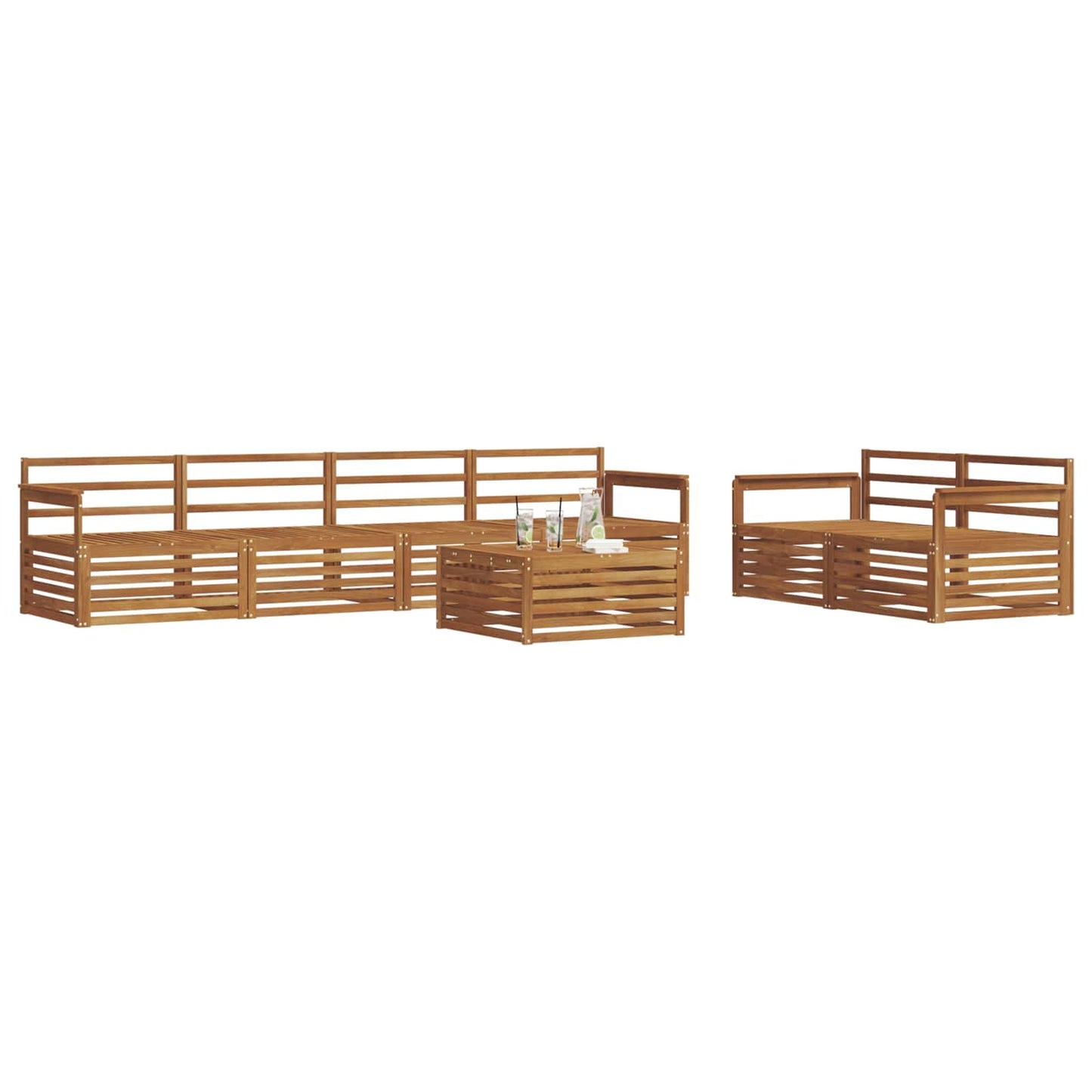 Utendørs sofa-sett 7 pcs Naturlig Solid akasietre