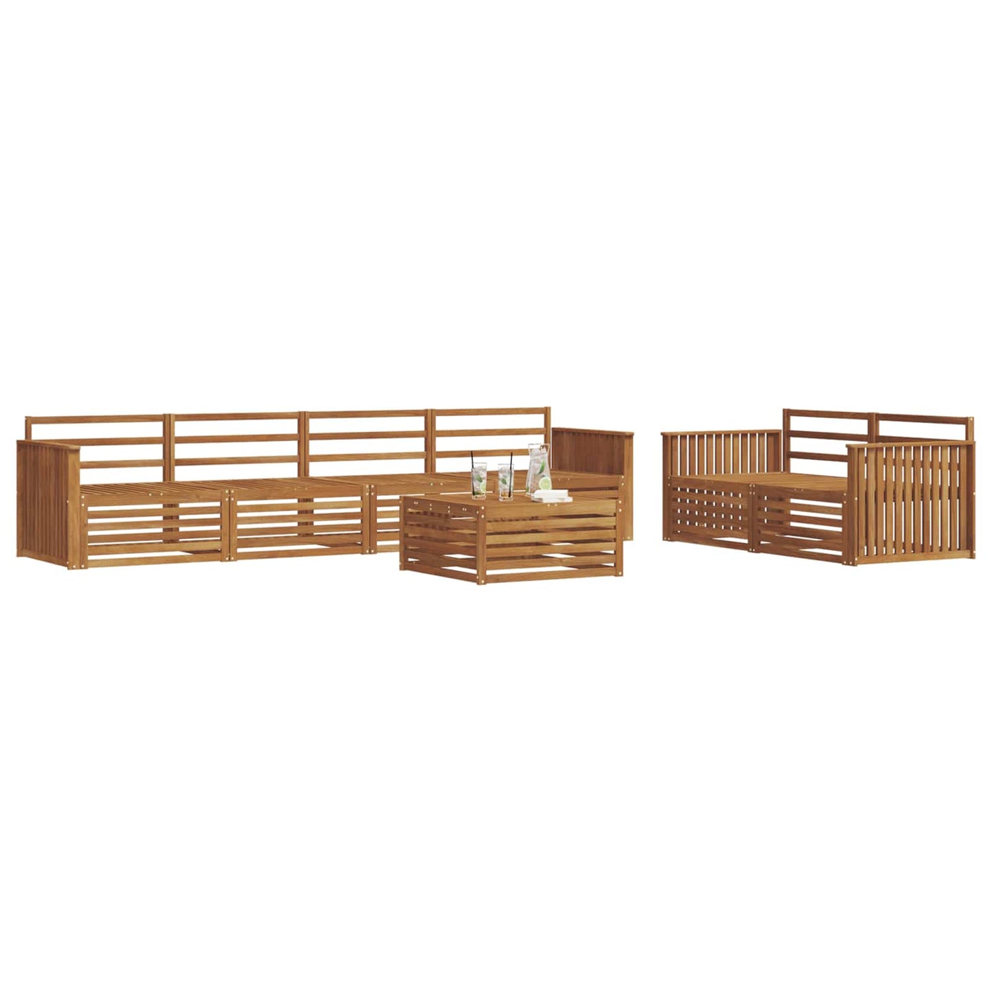 Utendørs sofa-sett 7 pcs Naturlig Solid akasietre
