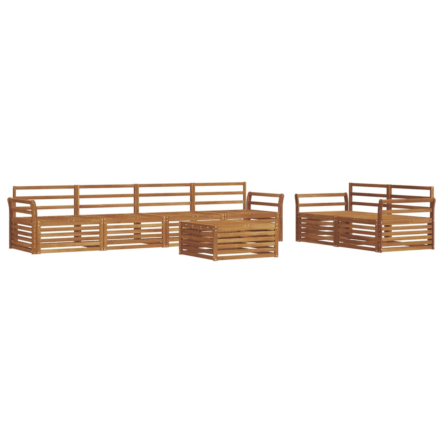 Utendørs sofa-sett 7 pcs Naturlig Solid akasietre