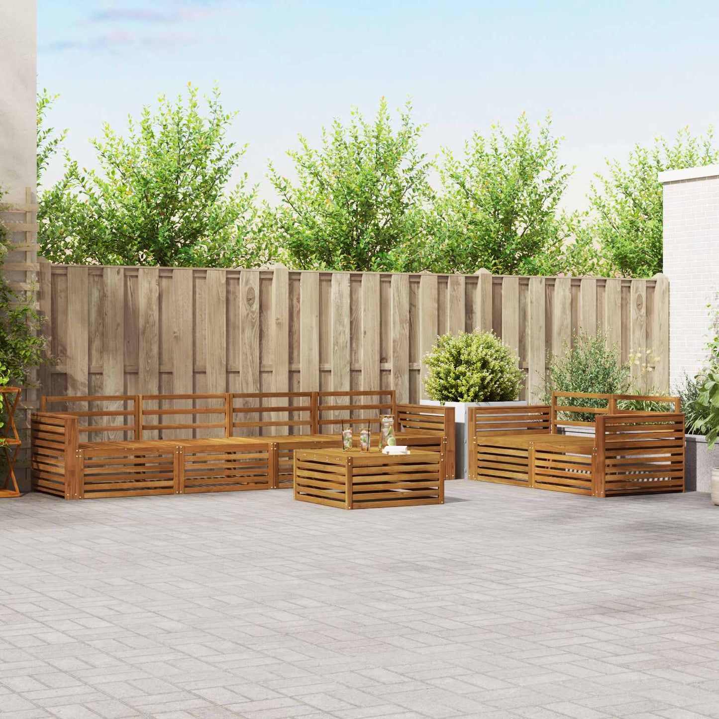 Utendørs sofa-sett 7 pcs Naturlig Solid akasietre