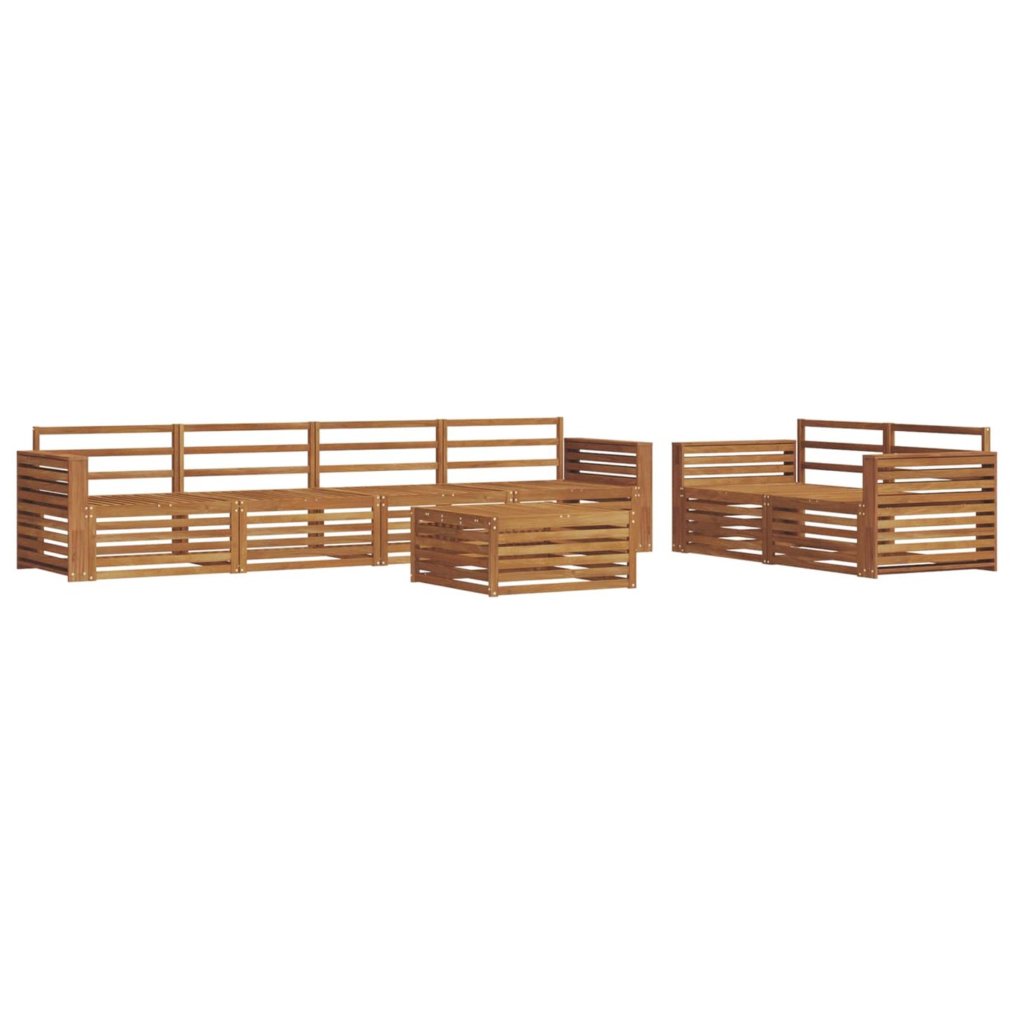 Utendørs sofa-sett 7 pcs Naturlig Solid akasietre