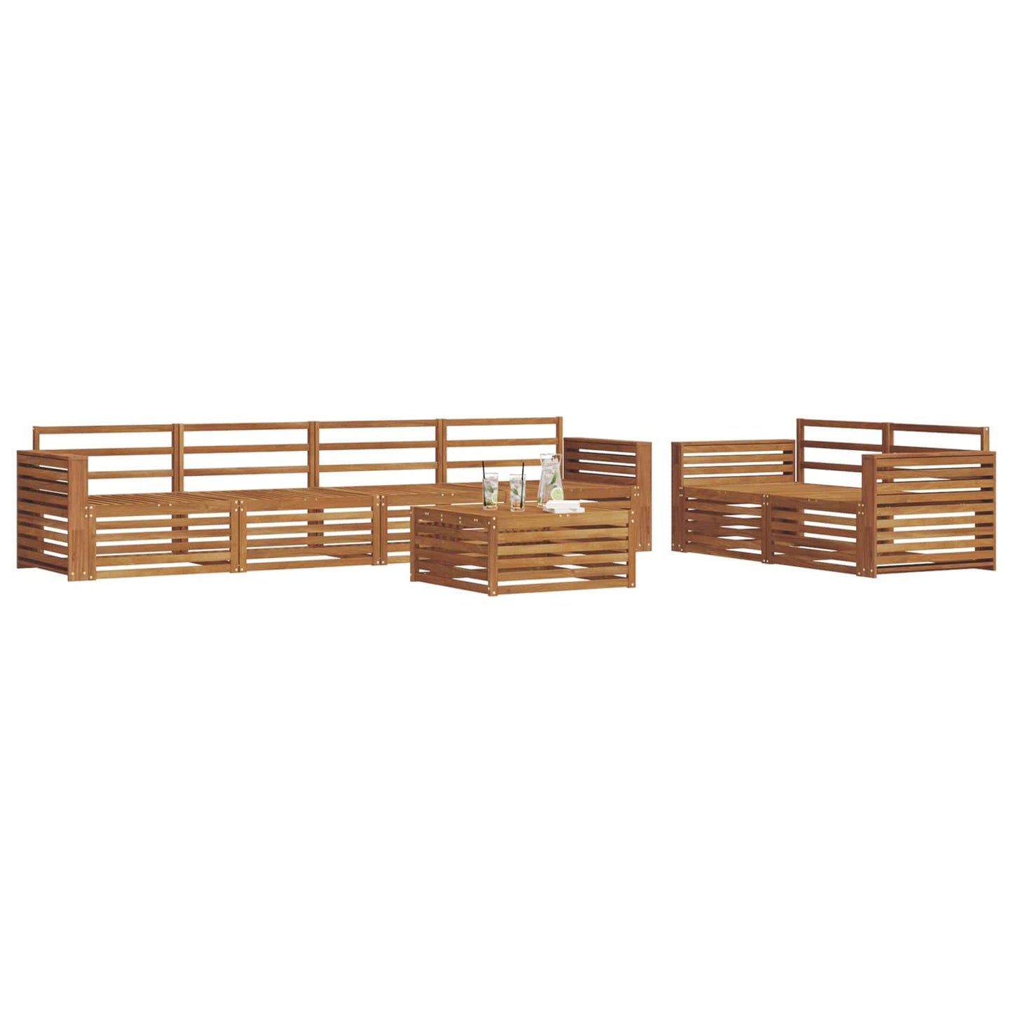 Utendørs sofa-sett 7 pcs Naturlig Solid akasietre