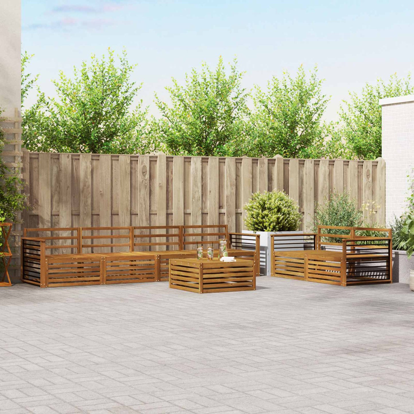 Utendørs sofa-sett 7 pcs Naturlig Solid akasietre