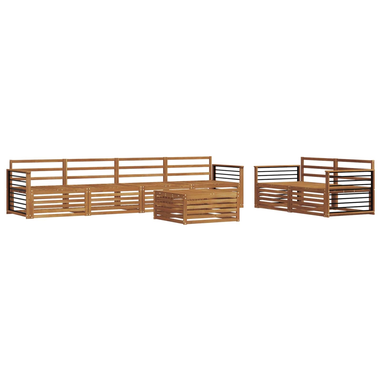 Utendørs sofa-sett 7 pcs Naturlig Solid akasietre
