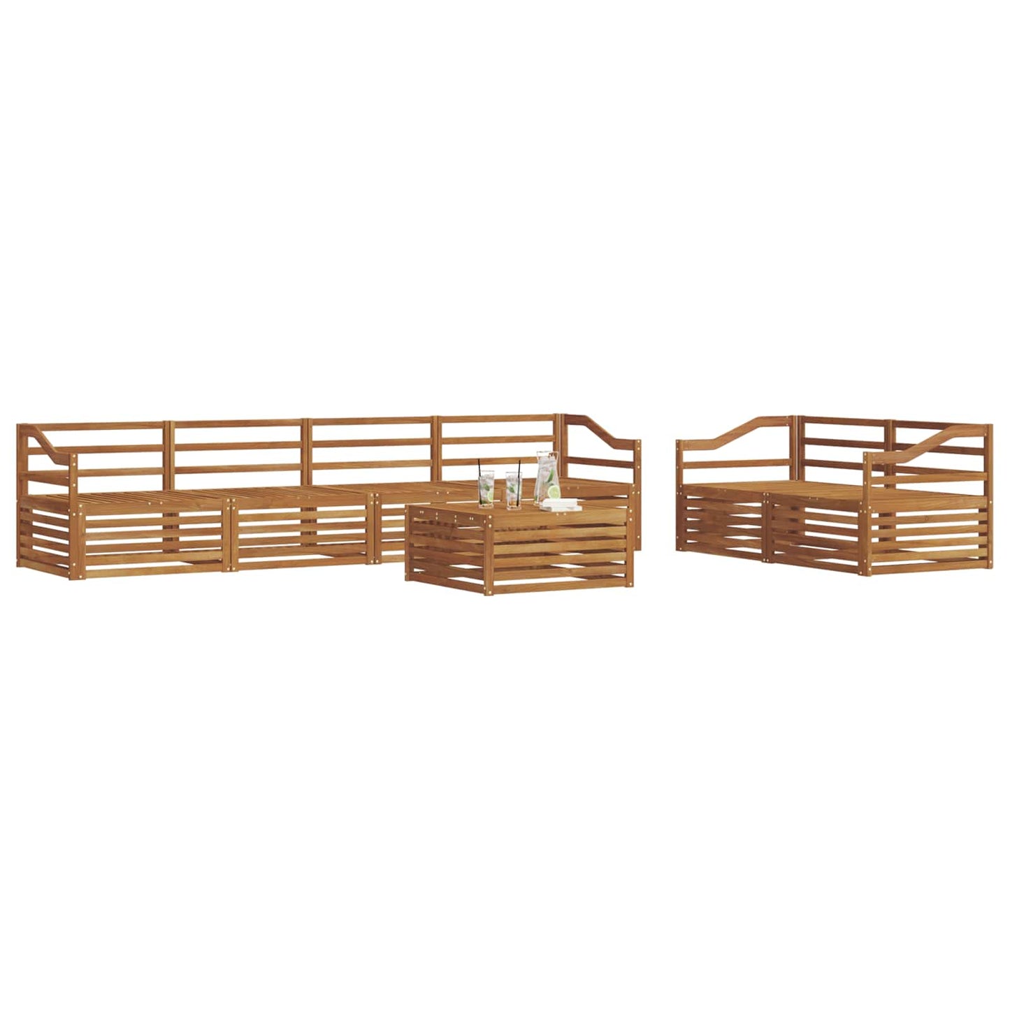 Utendørs sofa-sett 7 pcs Naturlig Solid akasietre