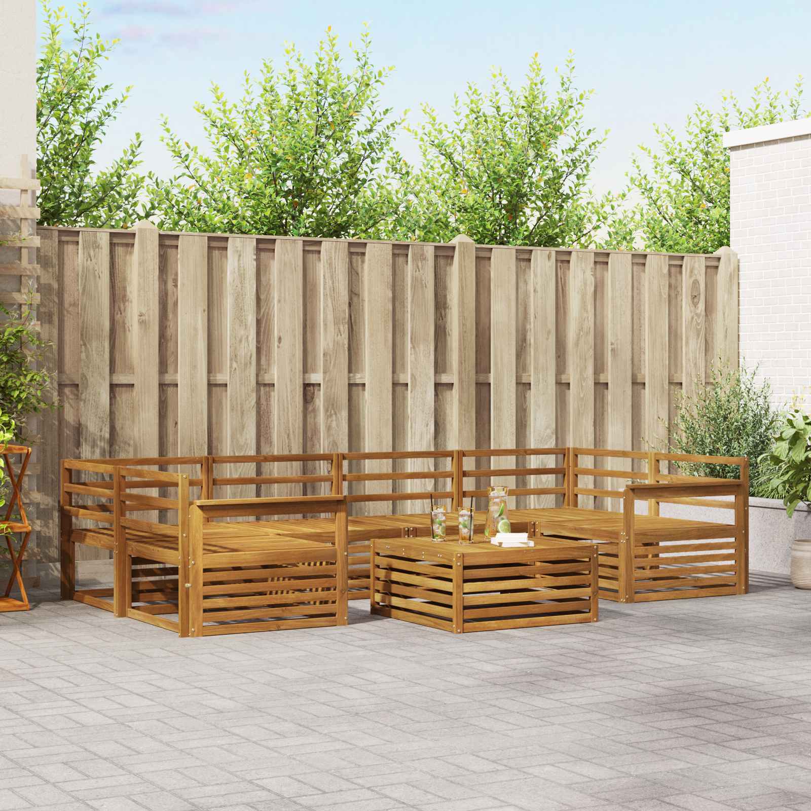 Utendørs sofa-sett 7 pcs Naturlig vidaXL
