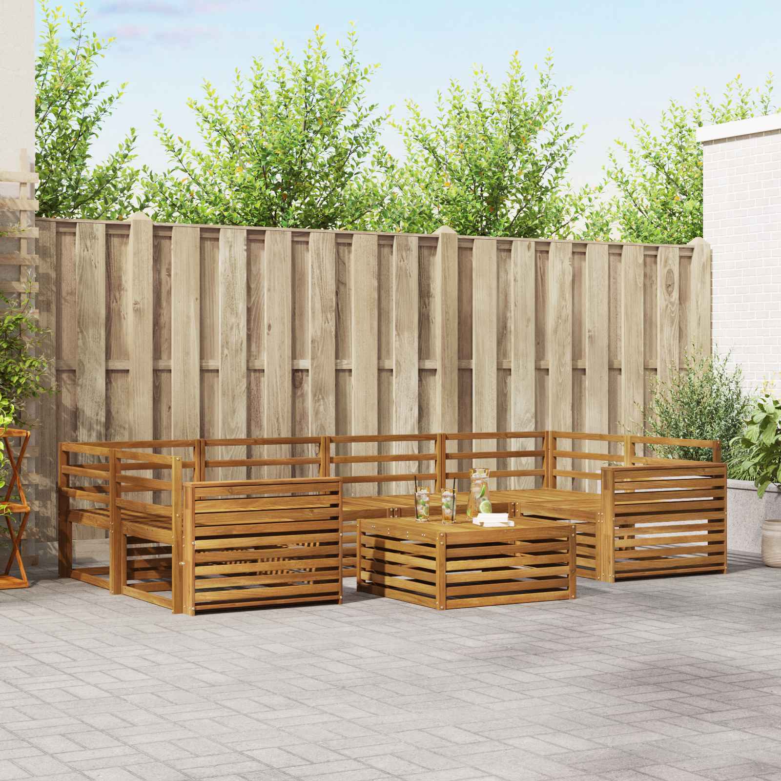 Utendørs sofa-sett 7 pcs Naturlig vidaXL