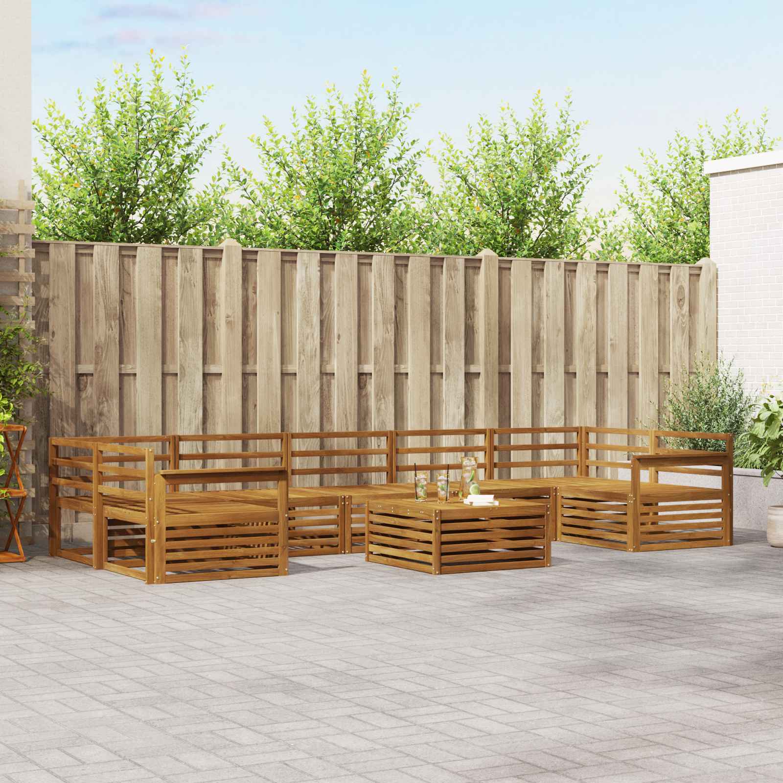 Utendørs sofa-sett 8 pcs Naturlig vidaXL