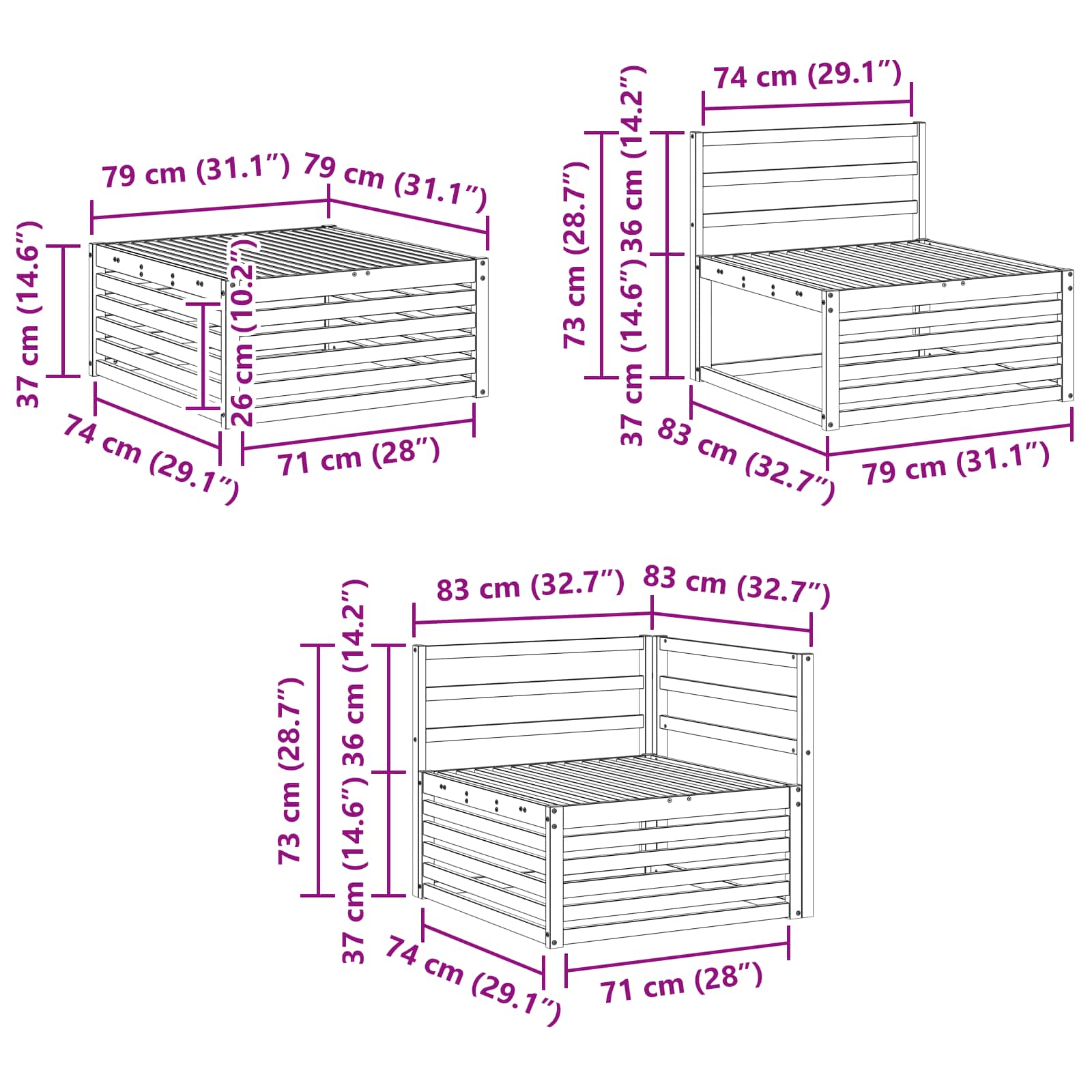 Utendørs sofa-sett 8 pcs Naturlig vidaXL