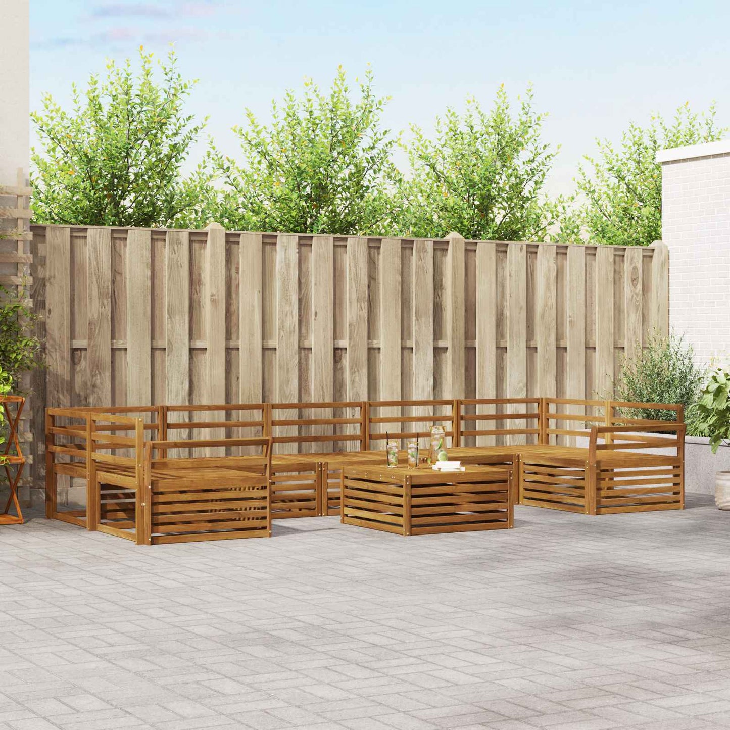 Utendørs sofa-sett 8 pcs Naturlig vidaXL