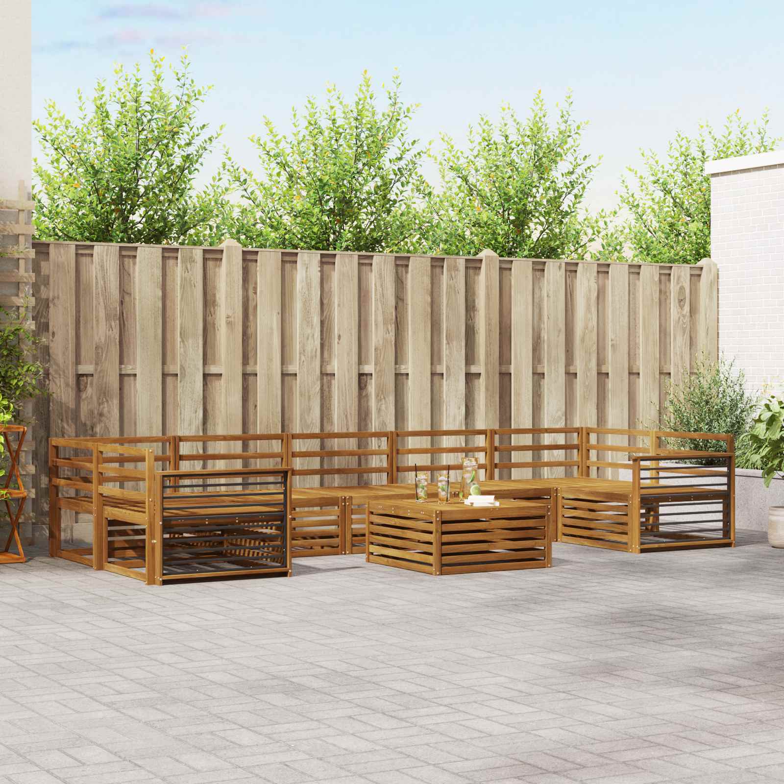 Utendørs sofa-sett 8 pcs Naturlig vidaXL