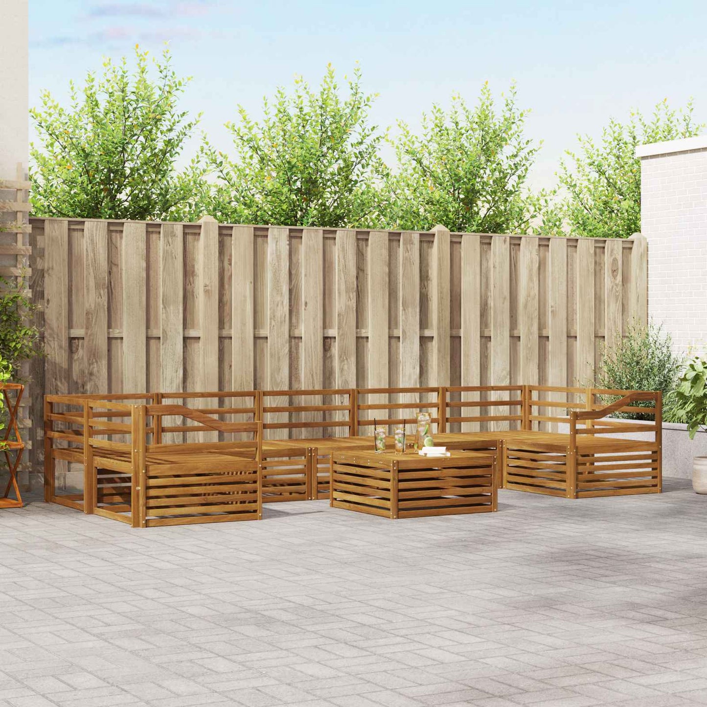 Utendørs sofa-sett 8 pcs Naturlig vidaXL