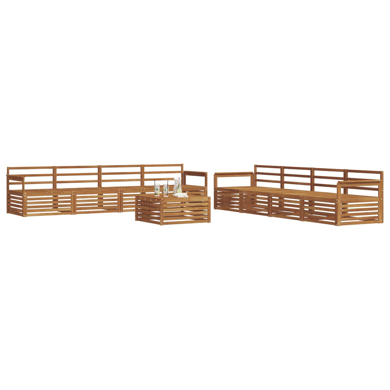 Utendørs sofa-sett 9 pcs Naturlig vidaXL