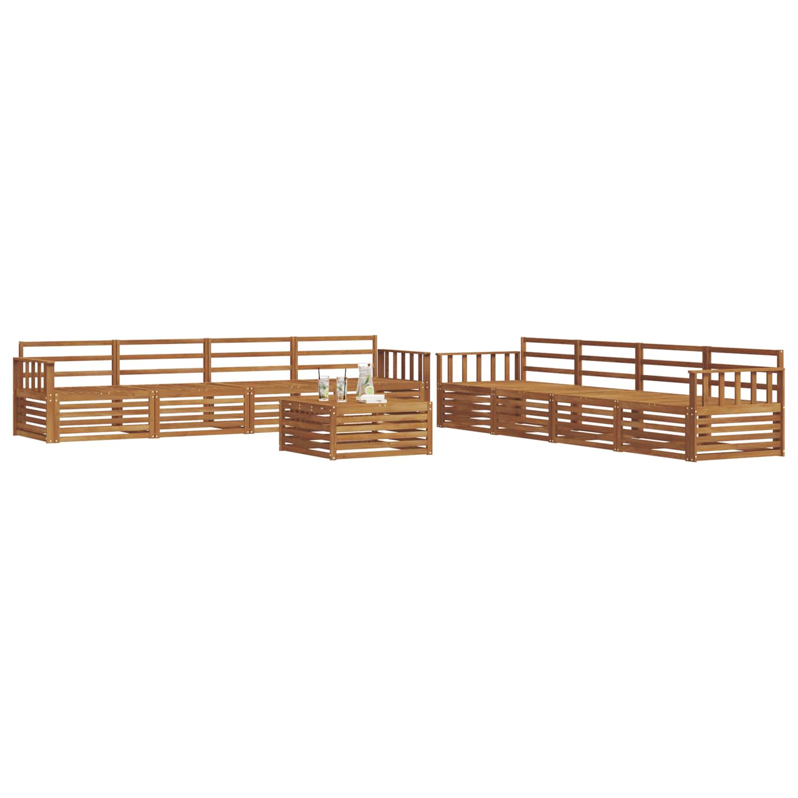 Utendørs sofa-sett 9 pcs Naturlig vidaXL