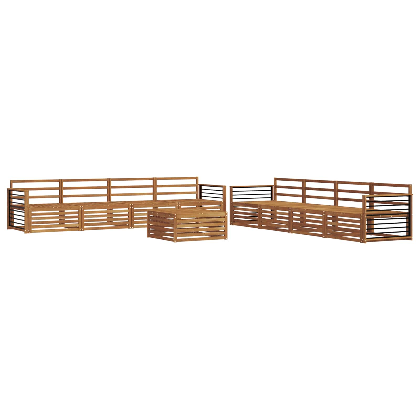 Utendørs sofa-sett 9 pcs Naturlig vidaXL