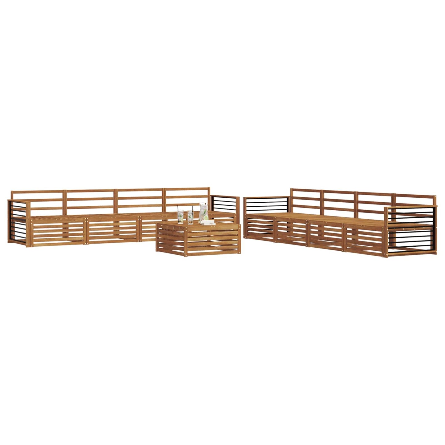 Utendørs sofa-sett 9 pcs Naturlig vidaXL