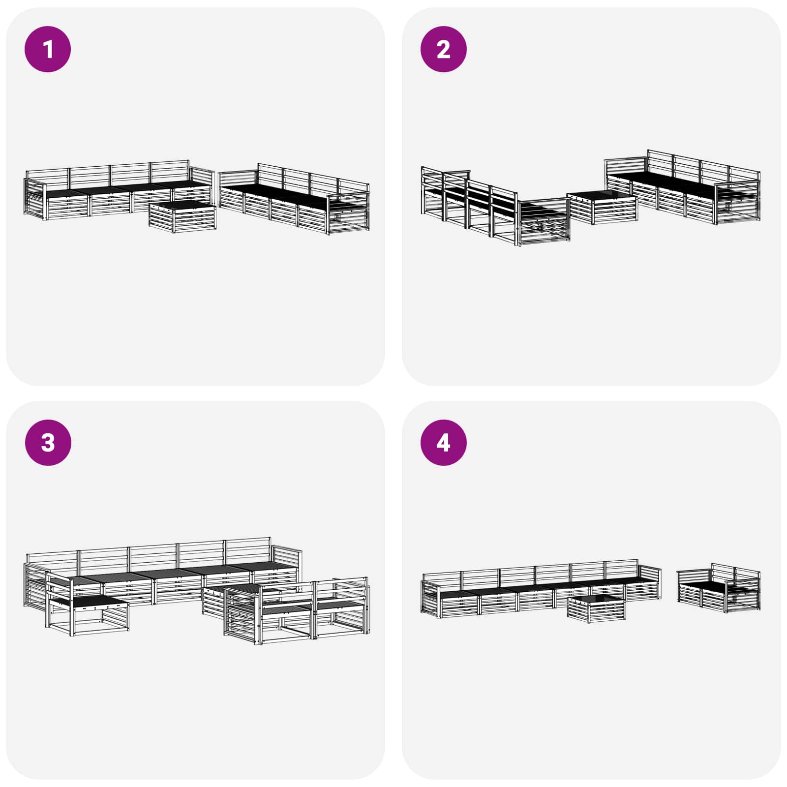 Utendørs sofa-sett 9 pcs Naturlig vidaXL