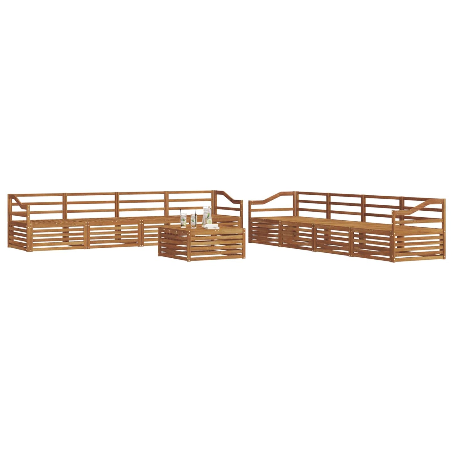 Utendørs sofa-sett 9 pcs Naturlig vidaXL