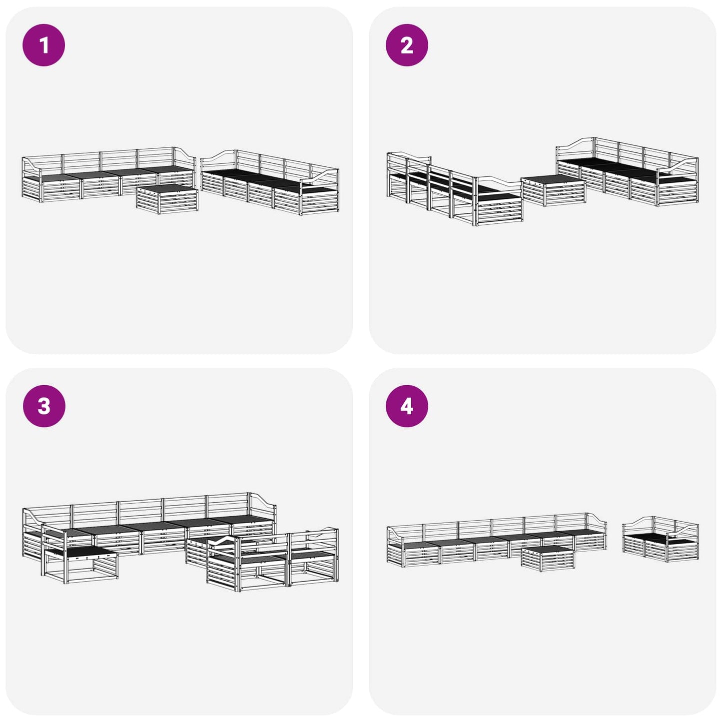 Utendørs sofa-sett 9 pcs Naturlig vidaXL