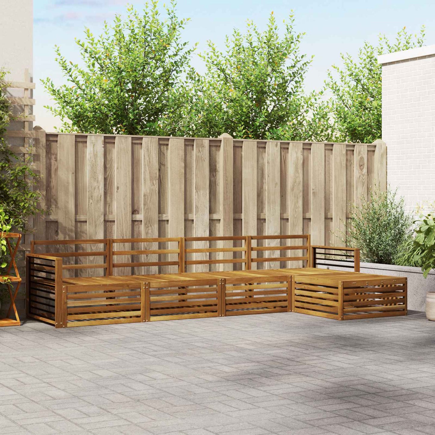 Utendørs sofa-sett 5 pcs Naturlig Solid akasietre
