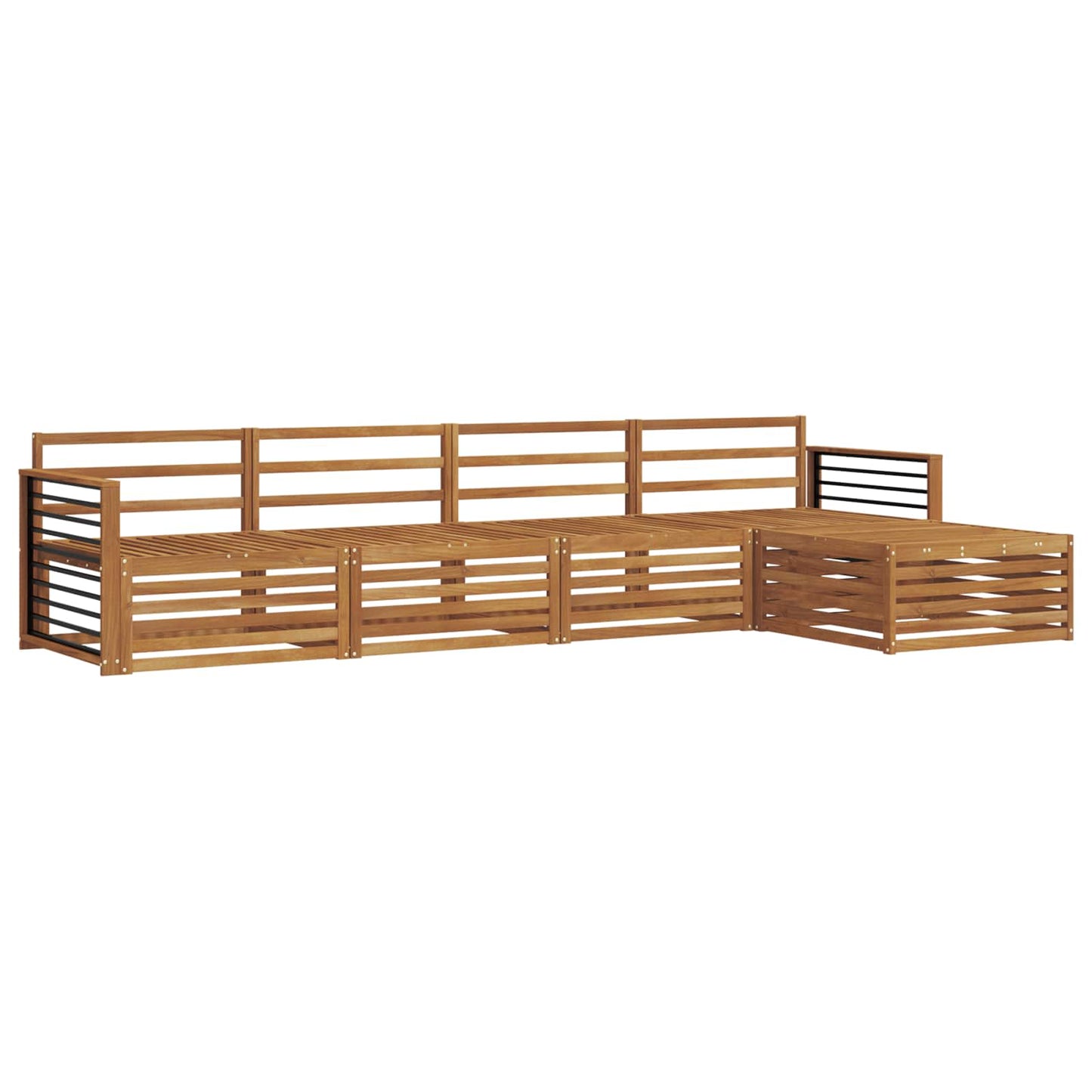 Utendørs sofa-sett 5 pcs Naturlig Solid akasietre