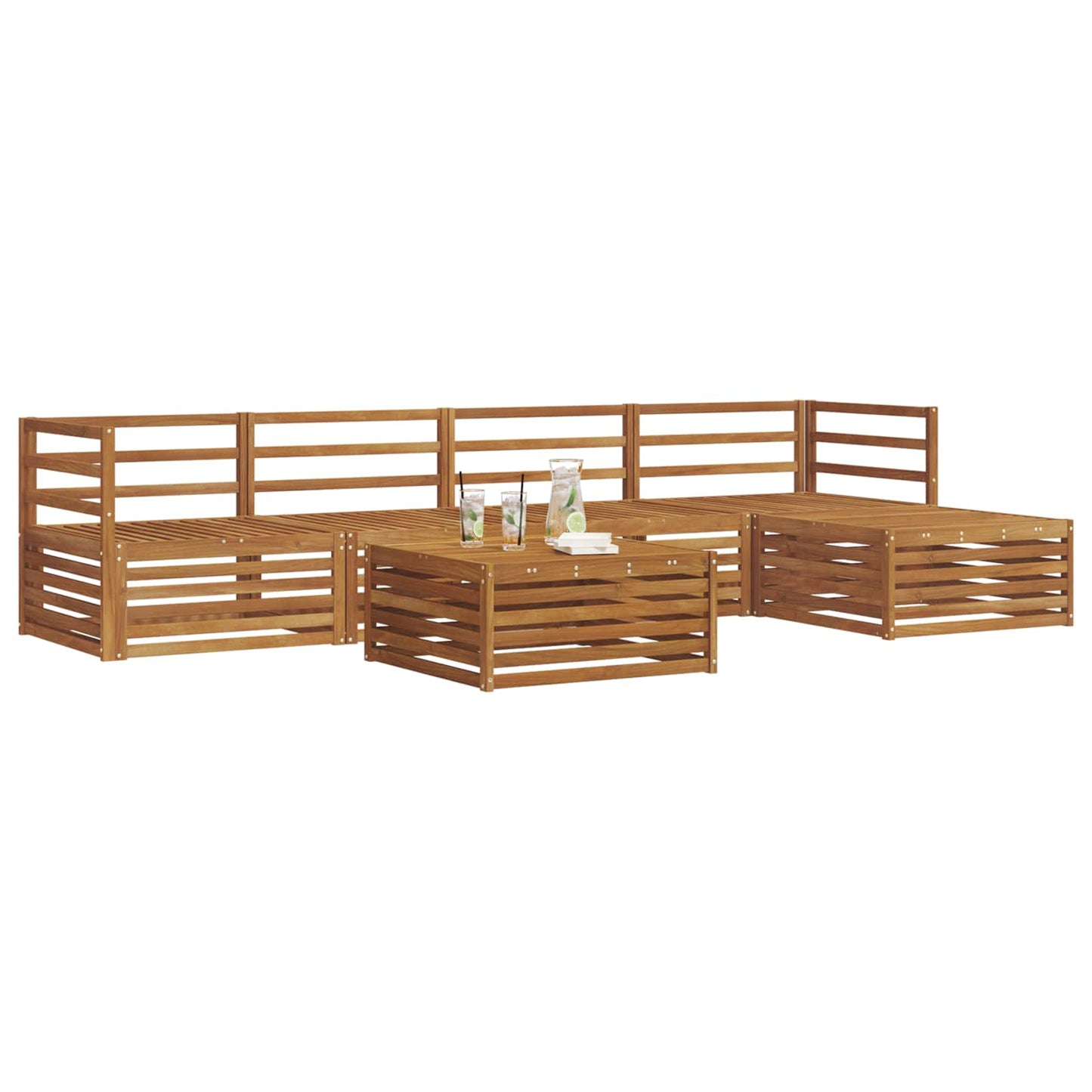 Utendørs sofa-sett 6 pcs Naturlig vidaXL