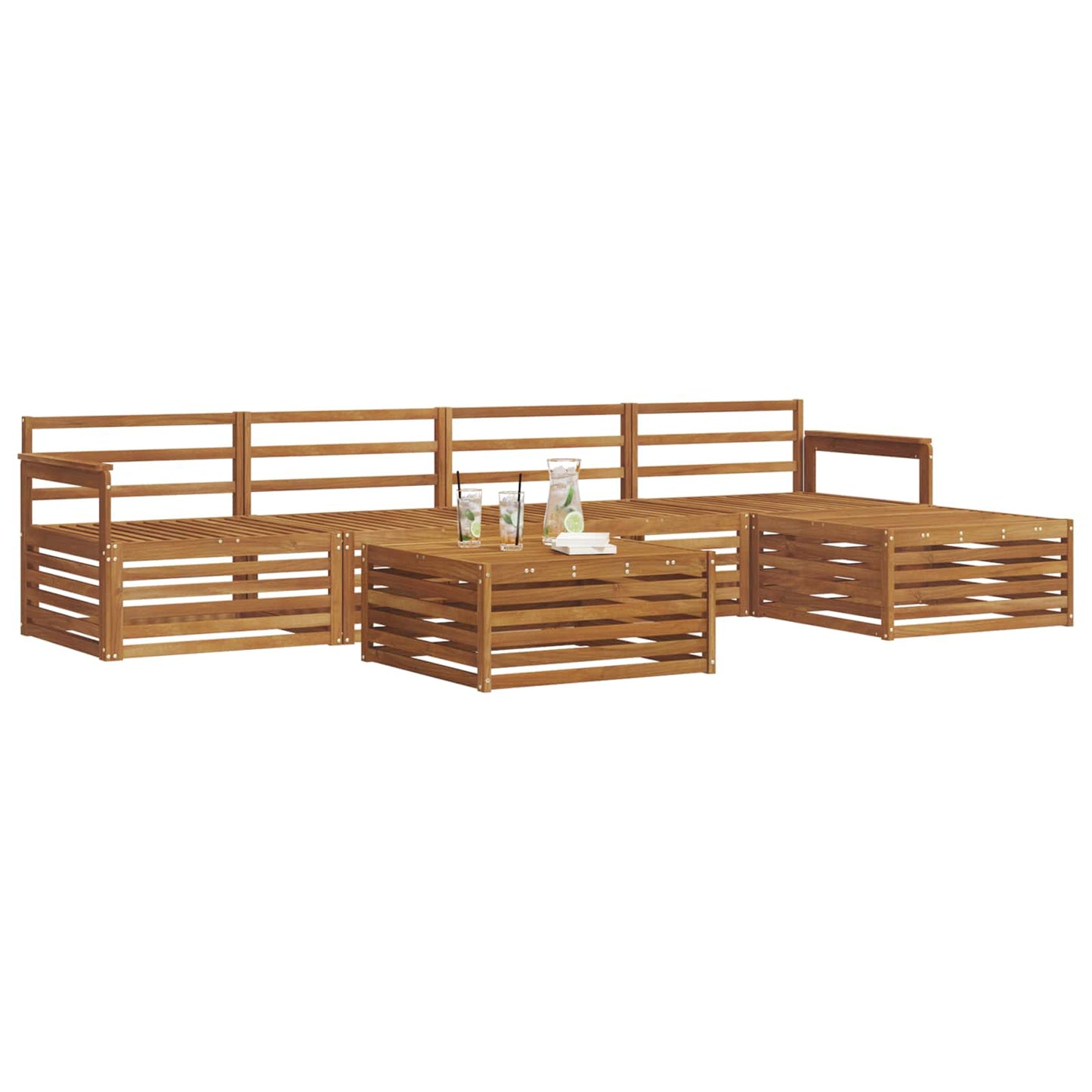 Utendørs sofa-sett 6 pcs Naturlig vidaXL