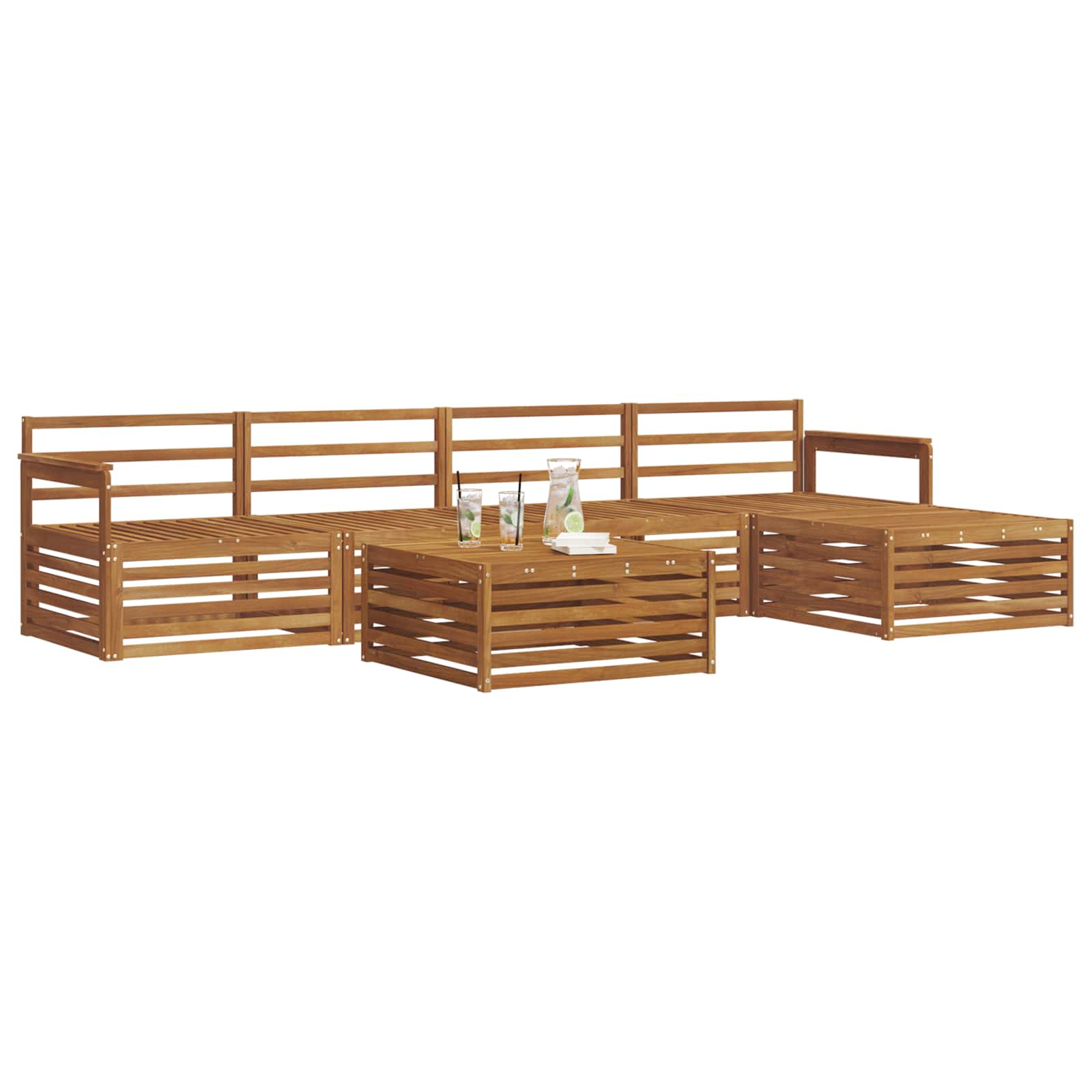 Utendørs sofa-sett 6 pcs Naturlig vidaXL