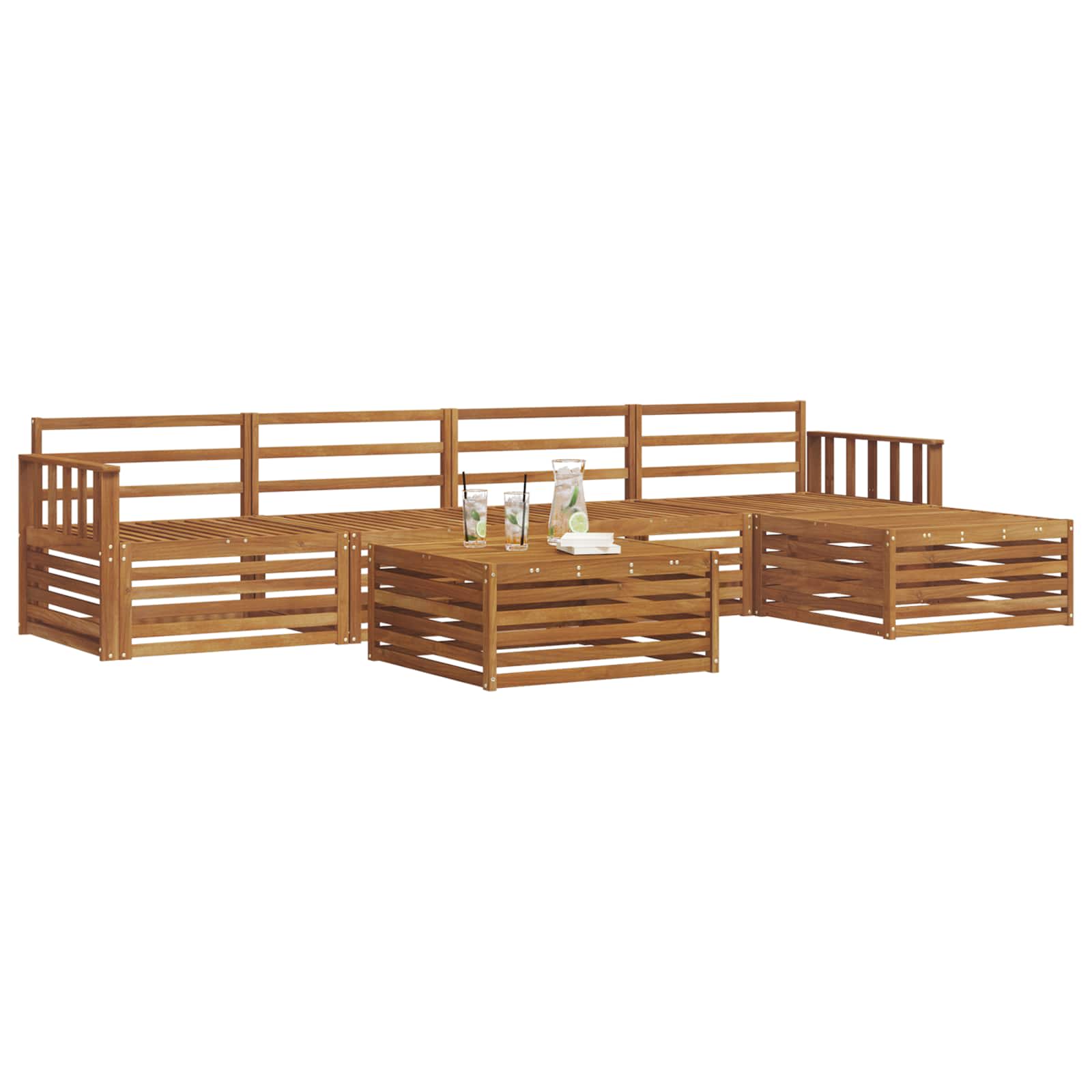 Utendørs sofa-sett 6 pcs Naturlig vidaXL