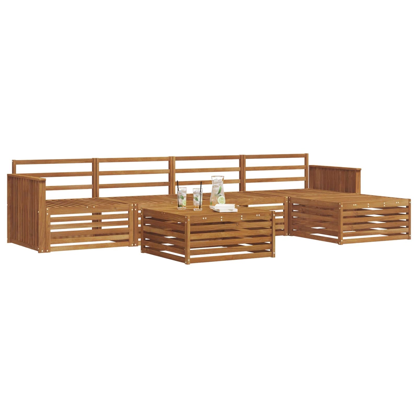 Utendørs sofa-sett 6 pcs Naturlig vidaXL