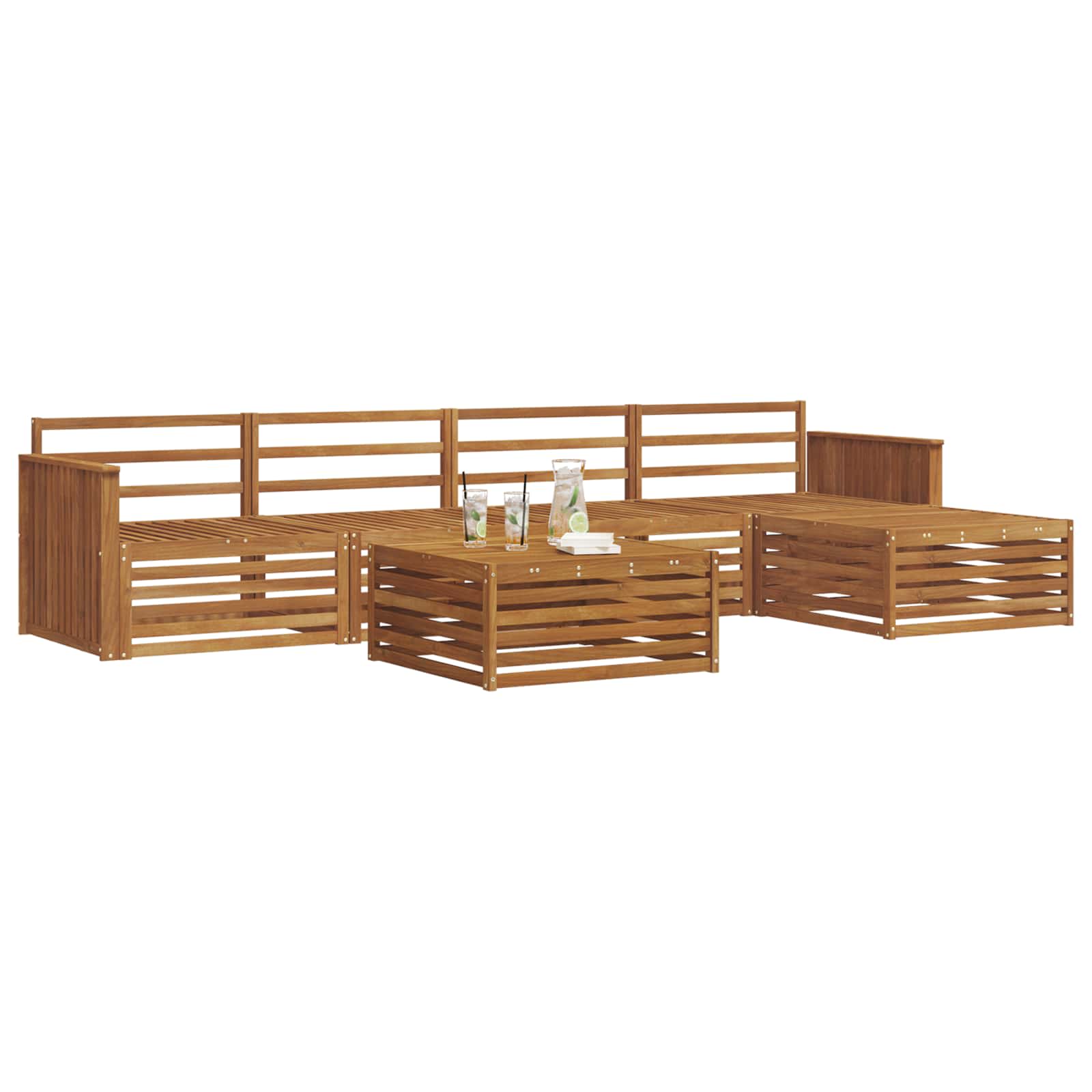 Utendørs sofa-sett 6 pcs Naturlig vidaXL