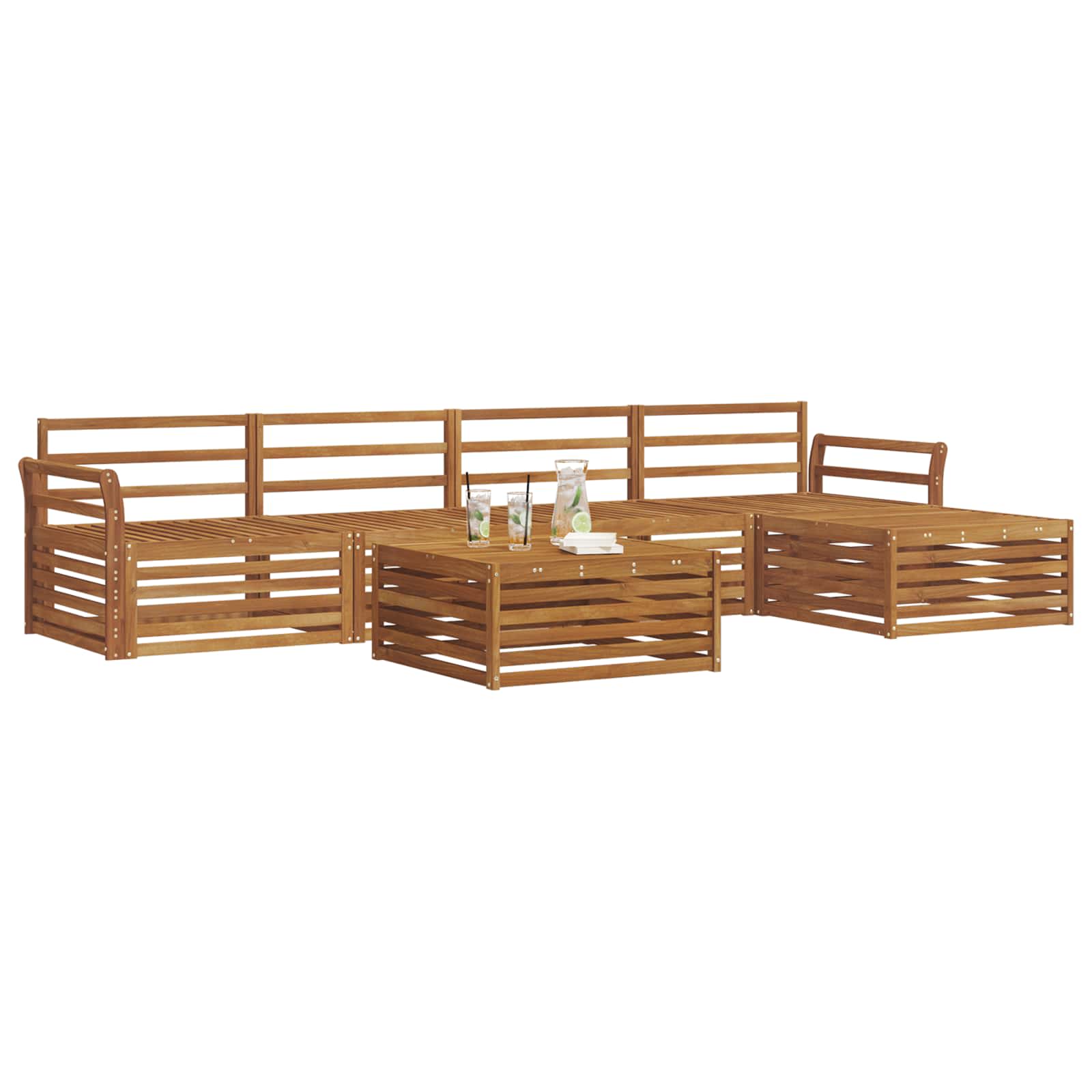 Utendørs sofa-sett 6 pcs Naturlig vidaXL