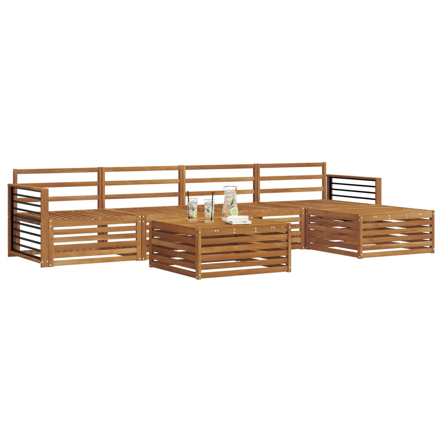 Utendørs sofa-sett 6 pcs Naturlig vidaXL