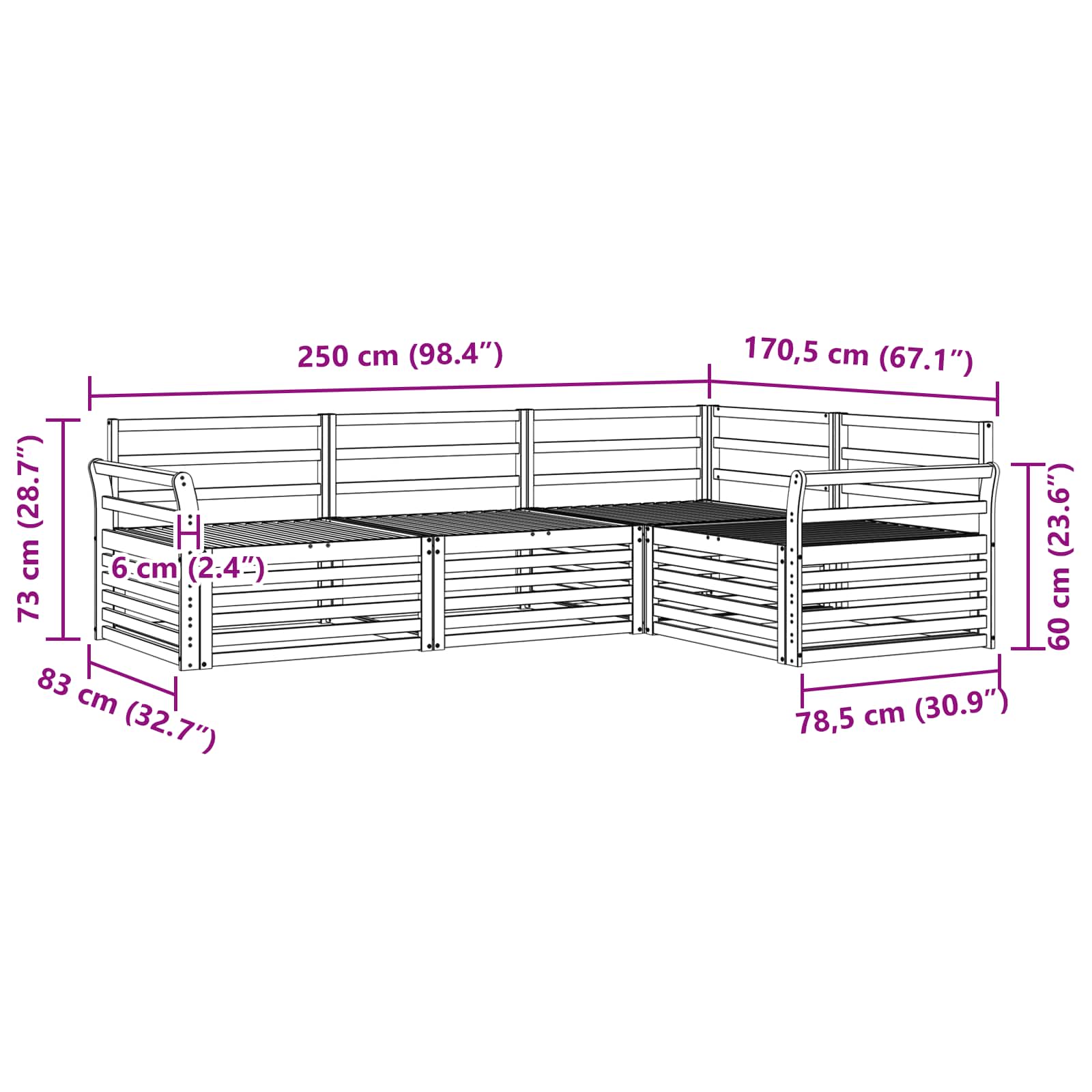 Utendørs sofa-sett 4 pcs Naturlig vidaXL