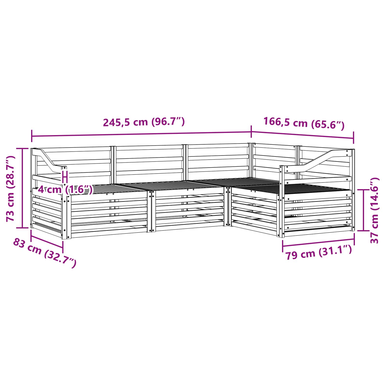 Utendørs sofa-sett 4 pcs Naturlig vidaXL