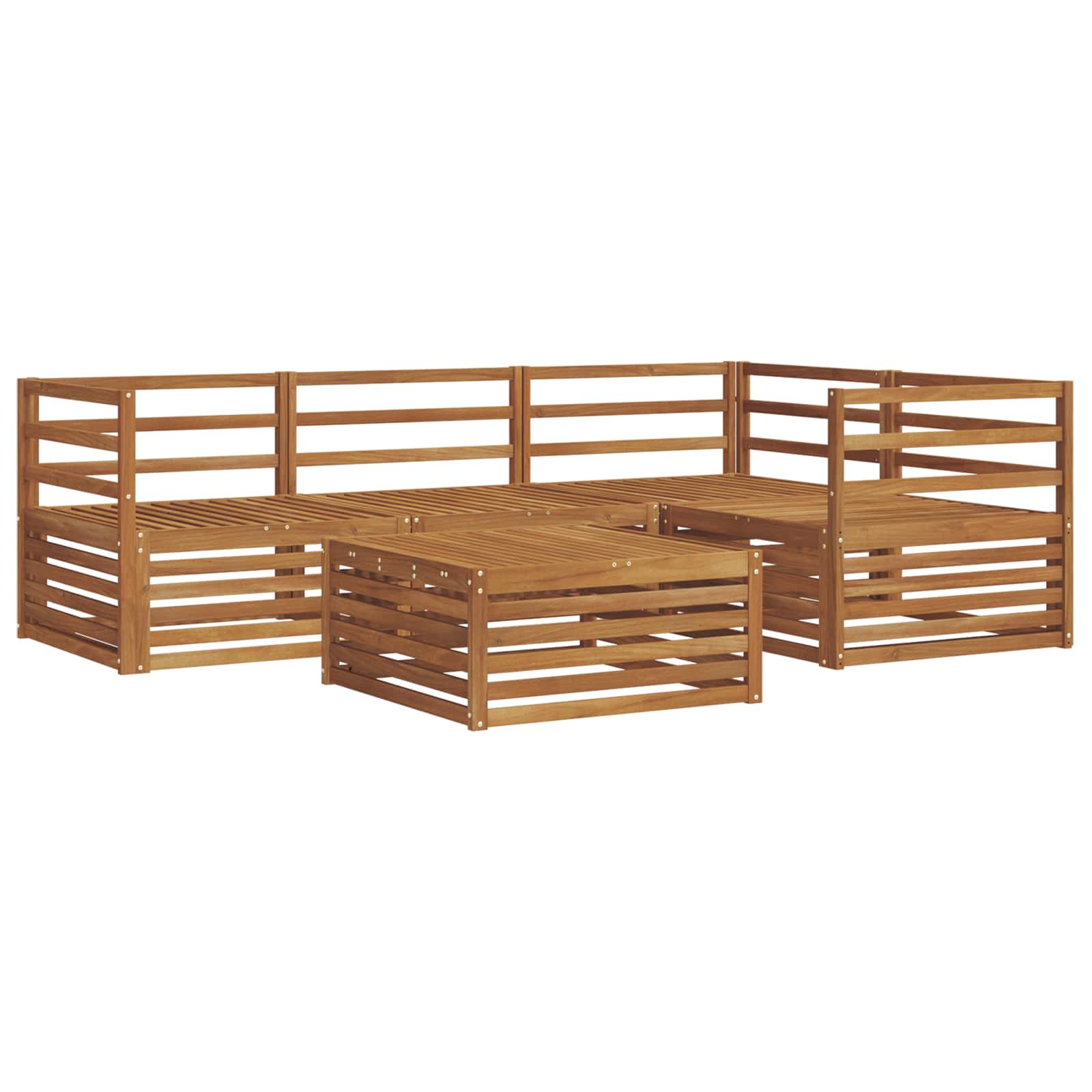 Utendørs sofa-sett 5 pcs Naturlig Solid akasietre vidaXL